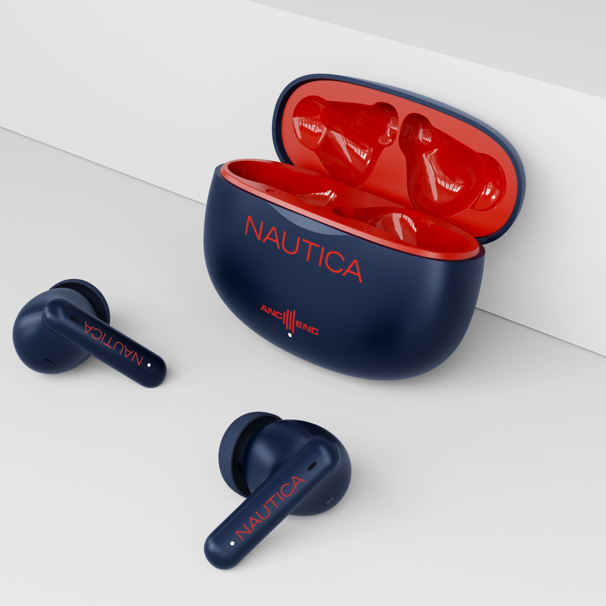 Nautica Hybrid Noise Cancelling (ANC+ENC) Wireless Stereo Earbuds with Charging Case T680