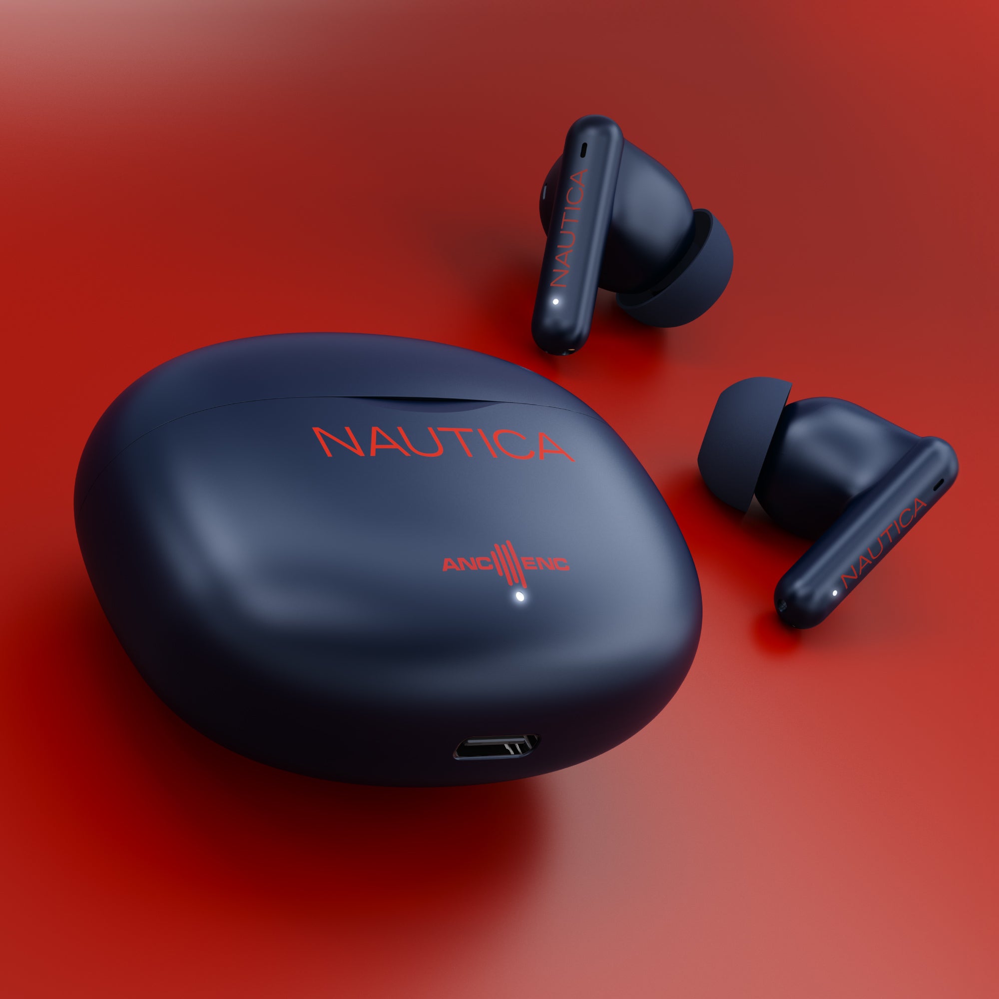 Nautica Hybrid Noise Cancelling (ANC+ENC) Wireless Stereo Earbuds with Charging Case T680