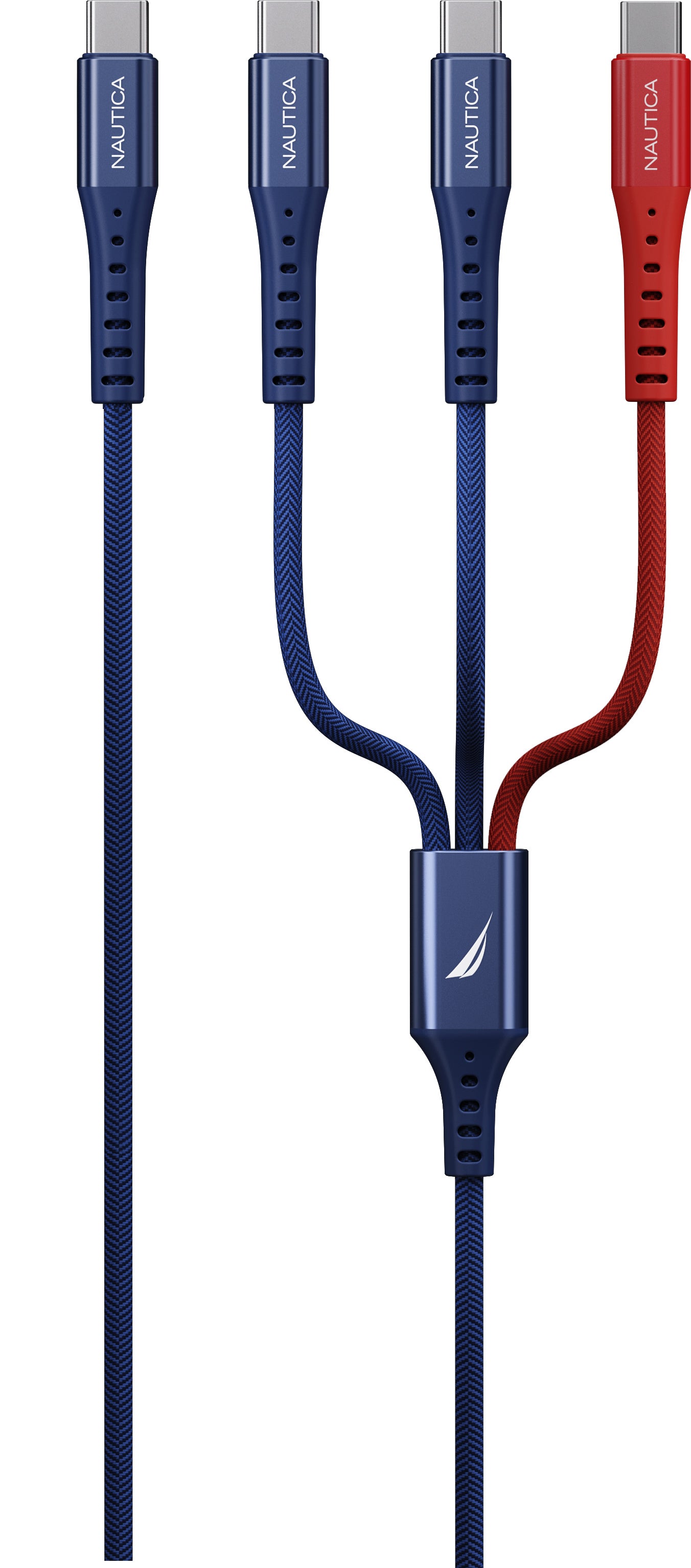 Nautica CB600 3 In 1 Braided Charging Cable with 3 USB-C outputs (60W)