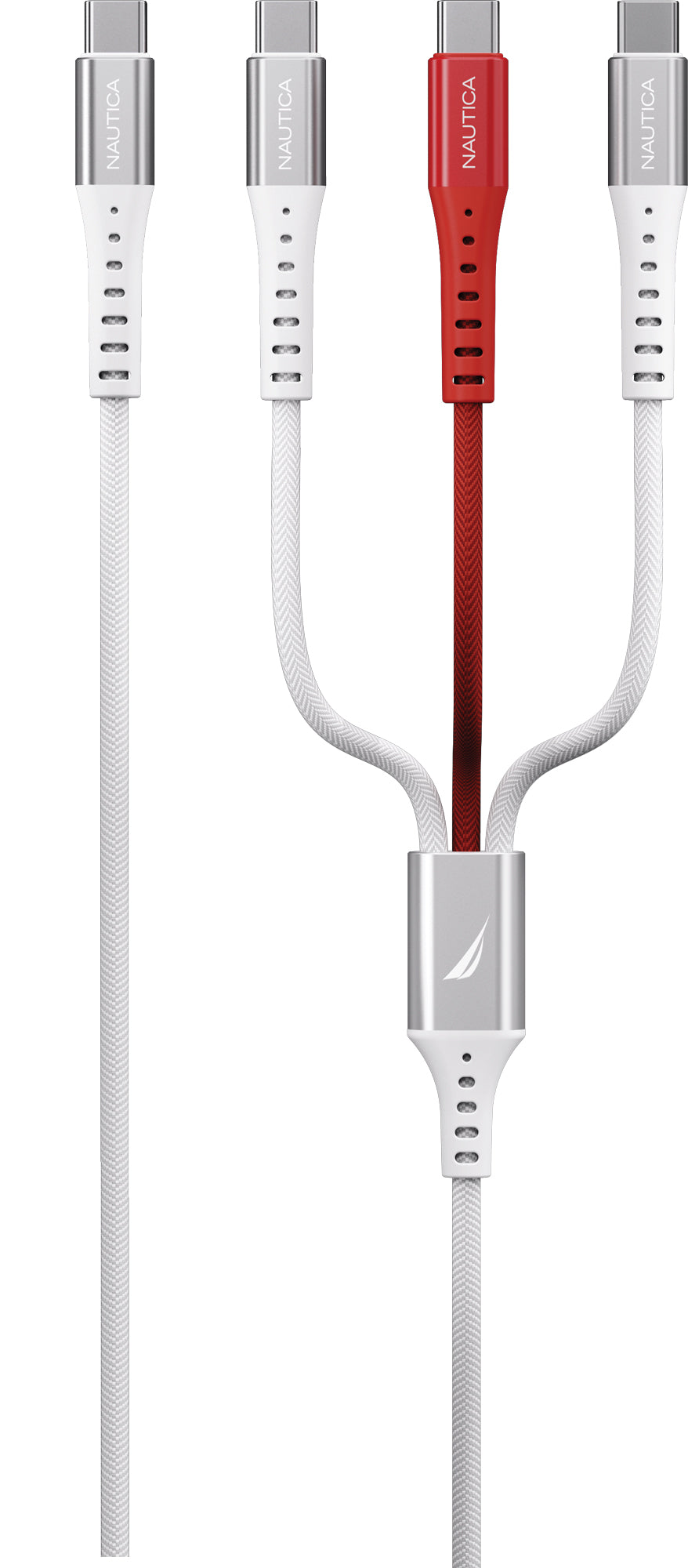 Nautica CB600 3 In 1 Braided Charging Cable with 3 USB-C outputs (60W)