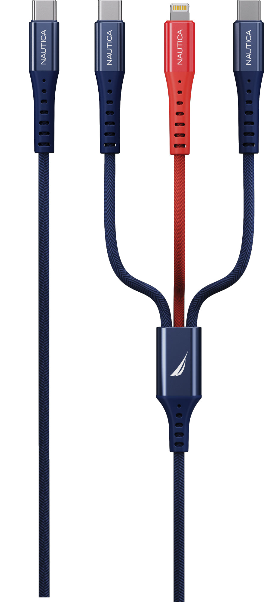 Nautica 3 In 1 USB-C to Lightning + Type-C + Type-C Charging Cable CB630 (24W) ( C / C-L-C )