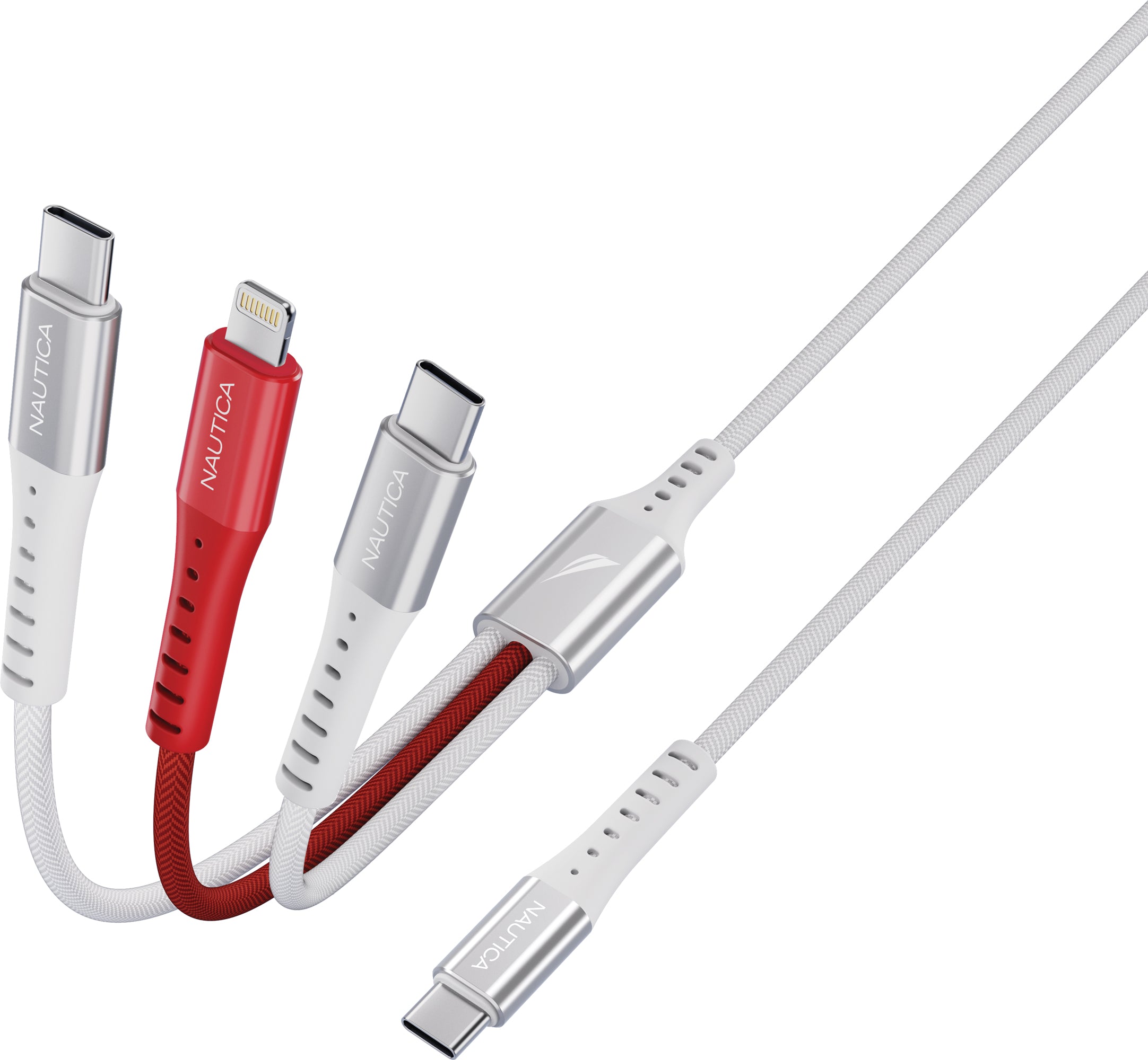 Nautica 3 In 1 USB-C to Lightning + Type-C + Type-C Charging Cable CB630 (24W) ( C / C-L-C )