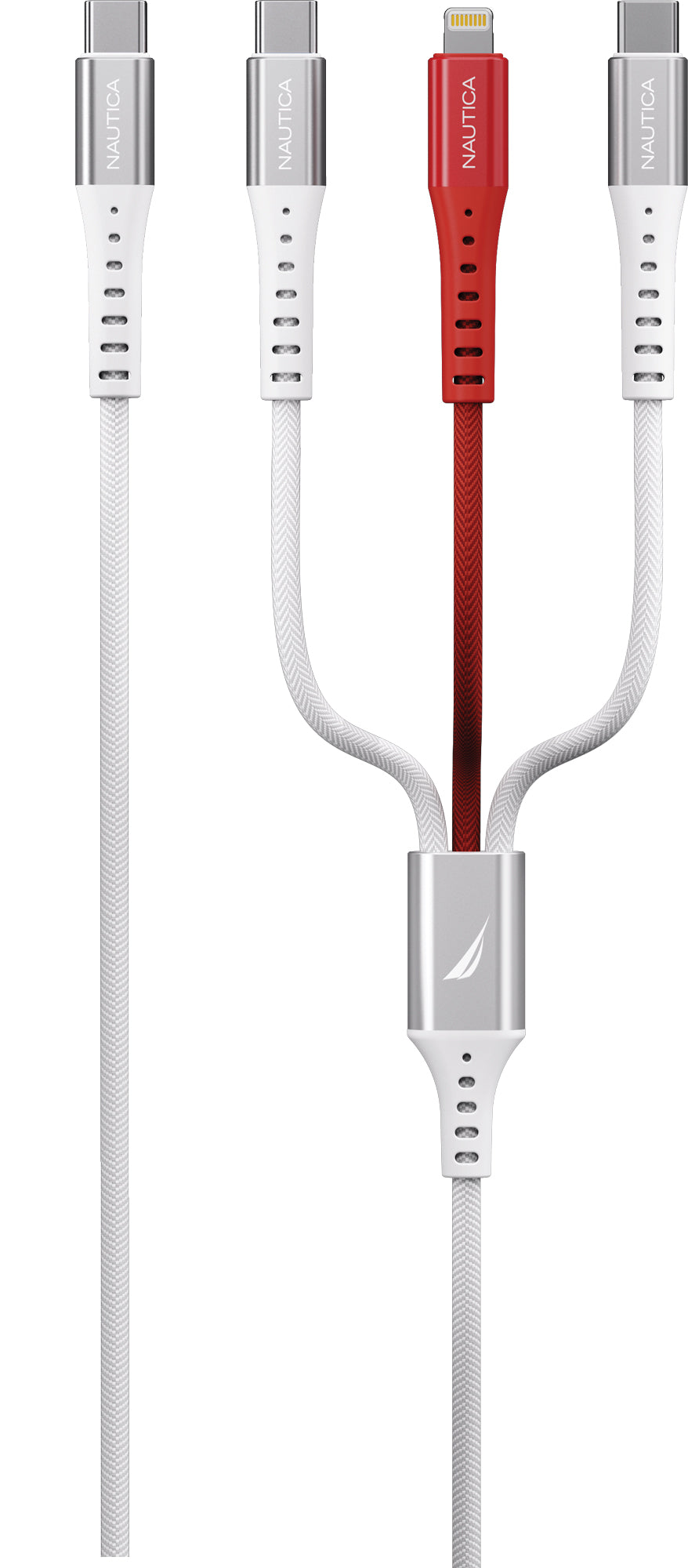 Nautica 3 In 1 USB-C to Lightning + Type-C + Type-C Charging Cable CB630 (24W) ( C / C-L-C )