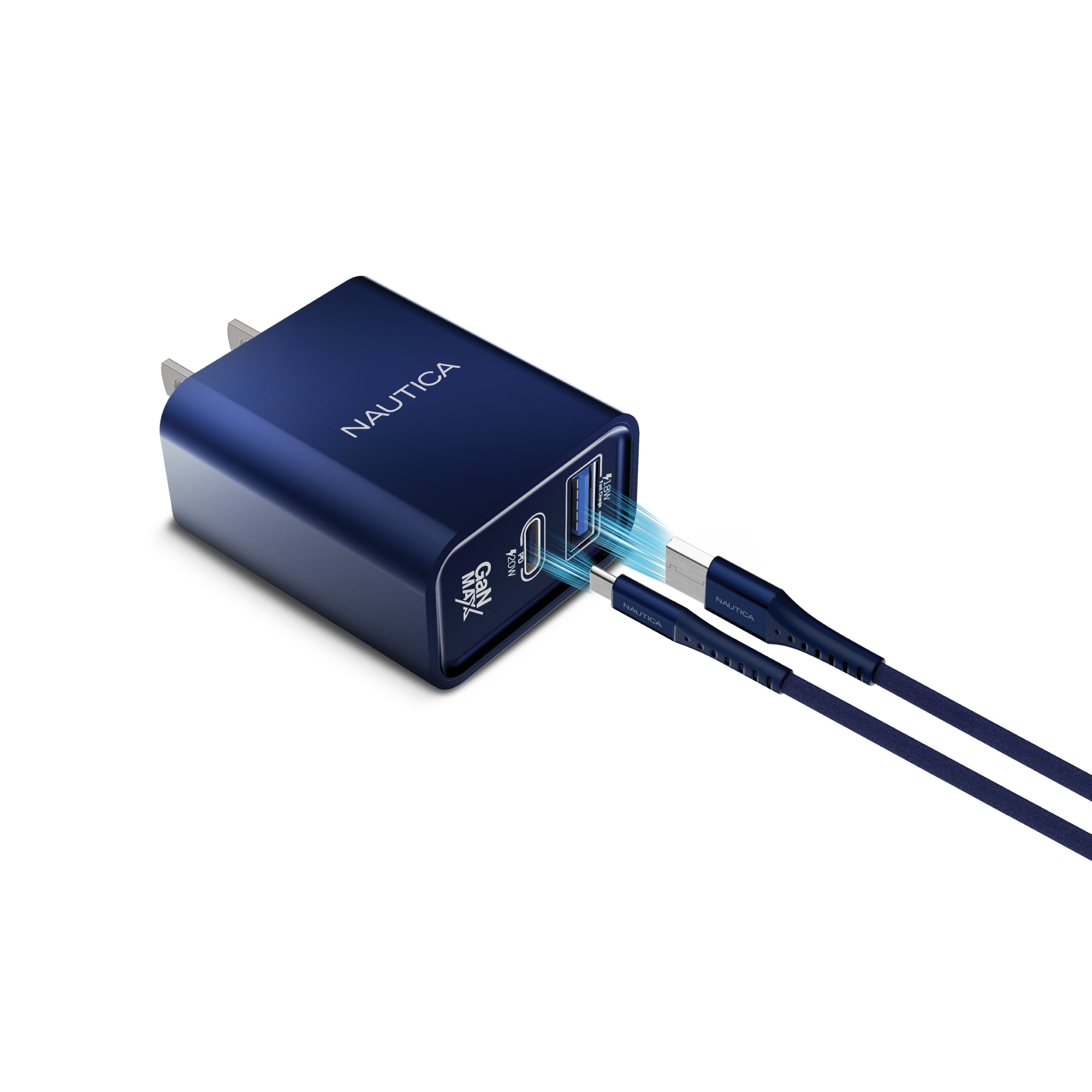 Nautica Wall Charger – 20W USB-C/USB-A Fast Charging Adapter for Samsung Galaxy S25/S24/S23/Z Fold 5, iPhone 16/15/14/13/12