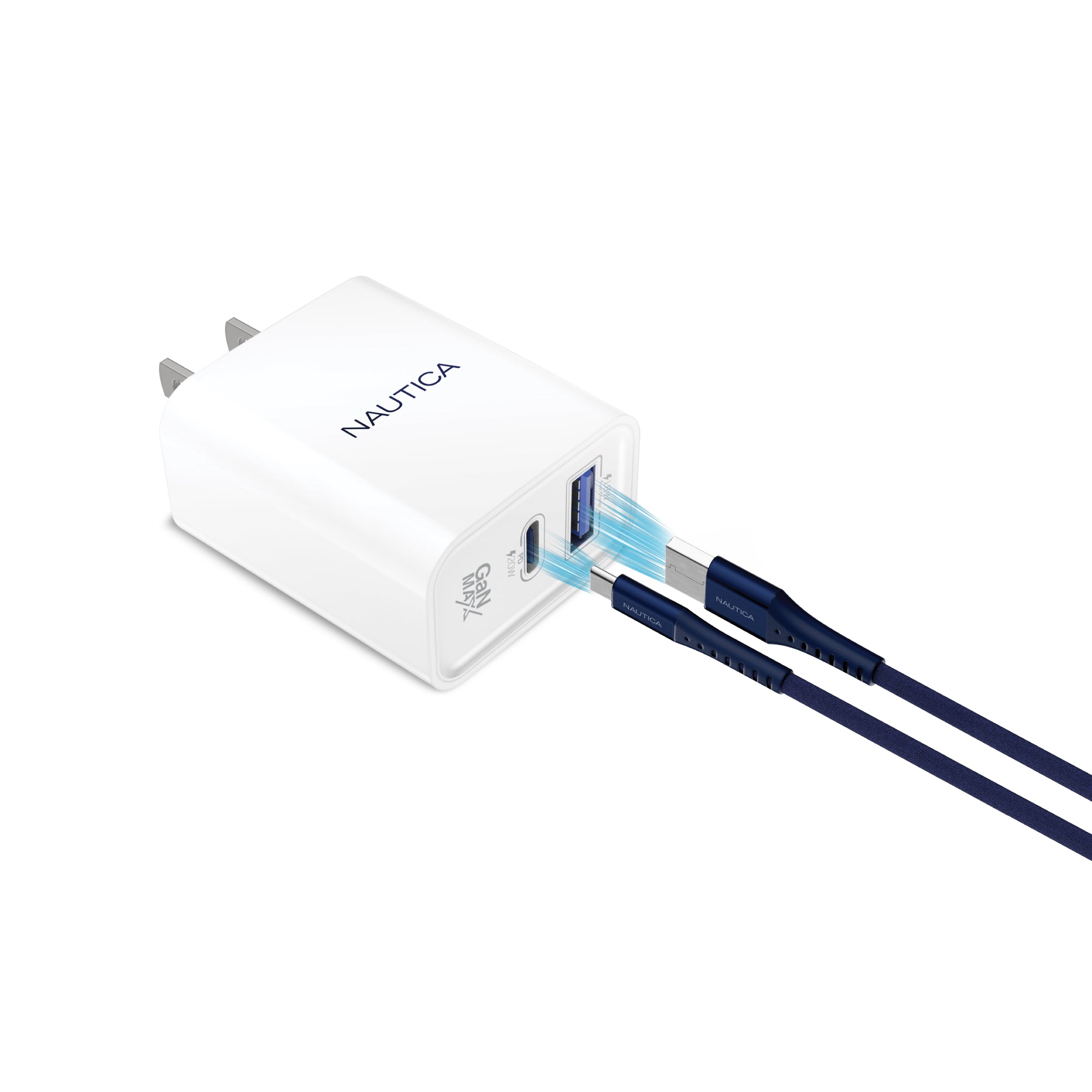 Nautica Wall Charger – 20W USB-C/USB-A Fast Charging Adapter for Samsung Galaxy S25/S24/S23/Z Fold 5, iPhone 16/15/14/13/12