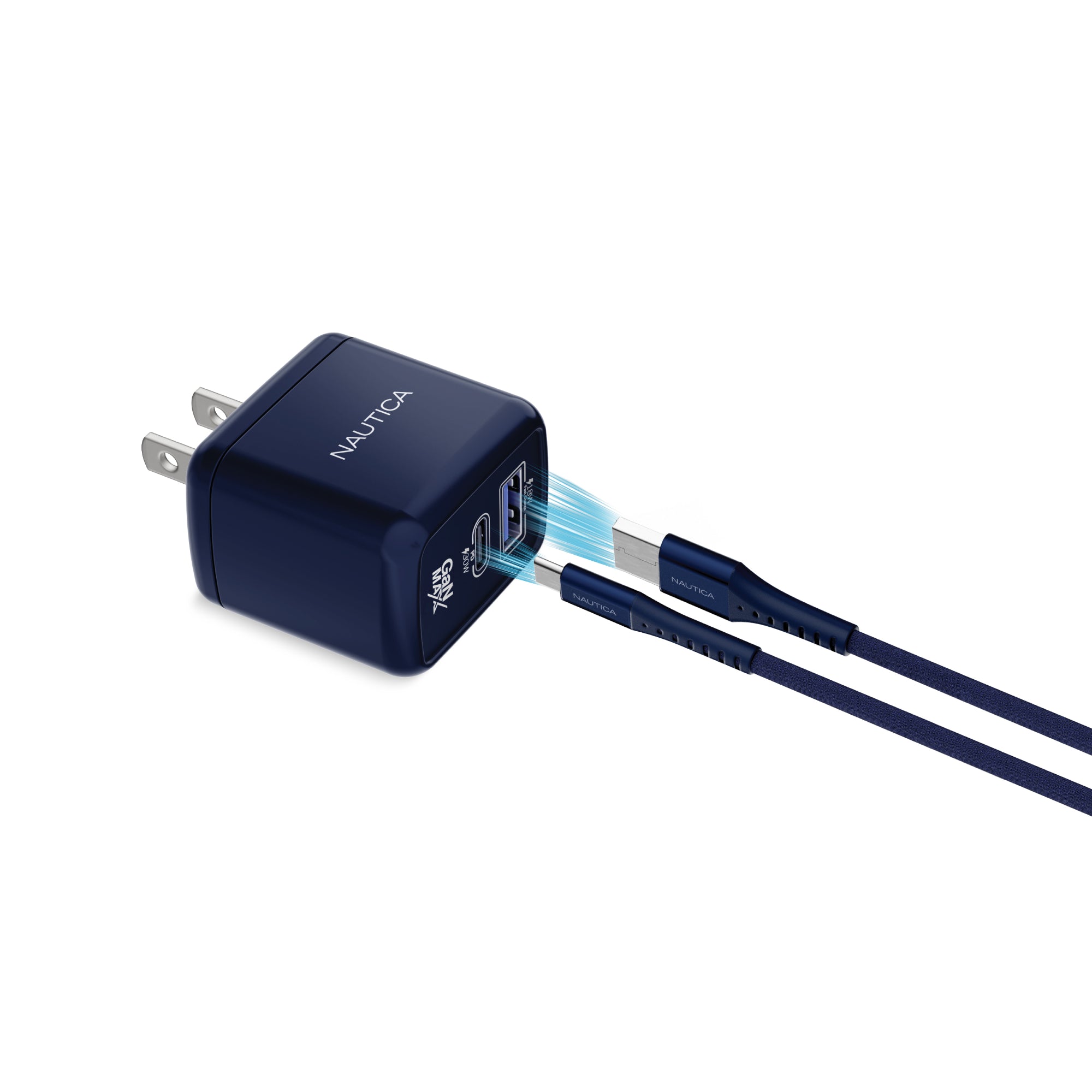 Nautica 30W Dual Port Wall Charger – USB-C & USB-A Fast Charging Adapter for iPhone, Samsung, Android Devices