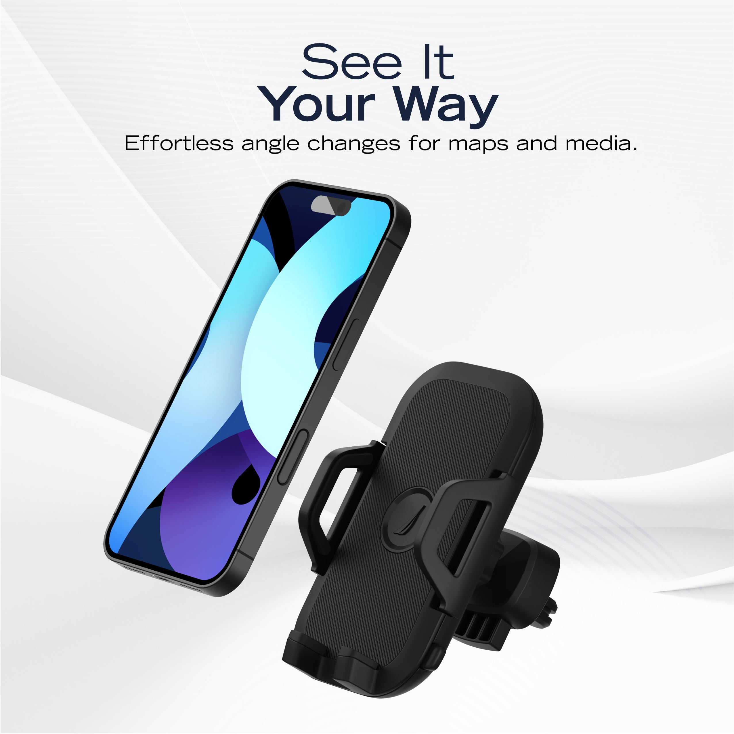 Nautica PH110 Universal Car Vent Phone Holder for iPhone, Android, Samsung, Google & Huawei, Clip-On Car Vent Phone Mount with 360° Rotation