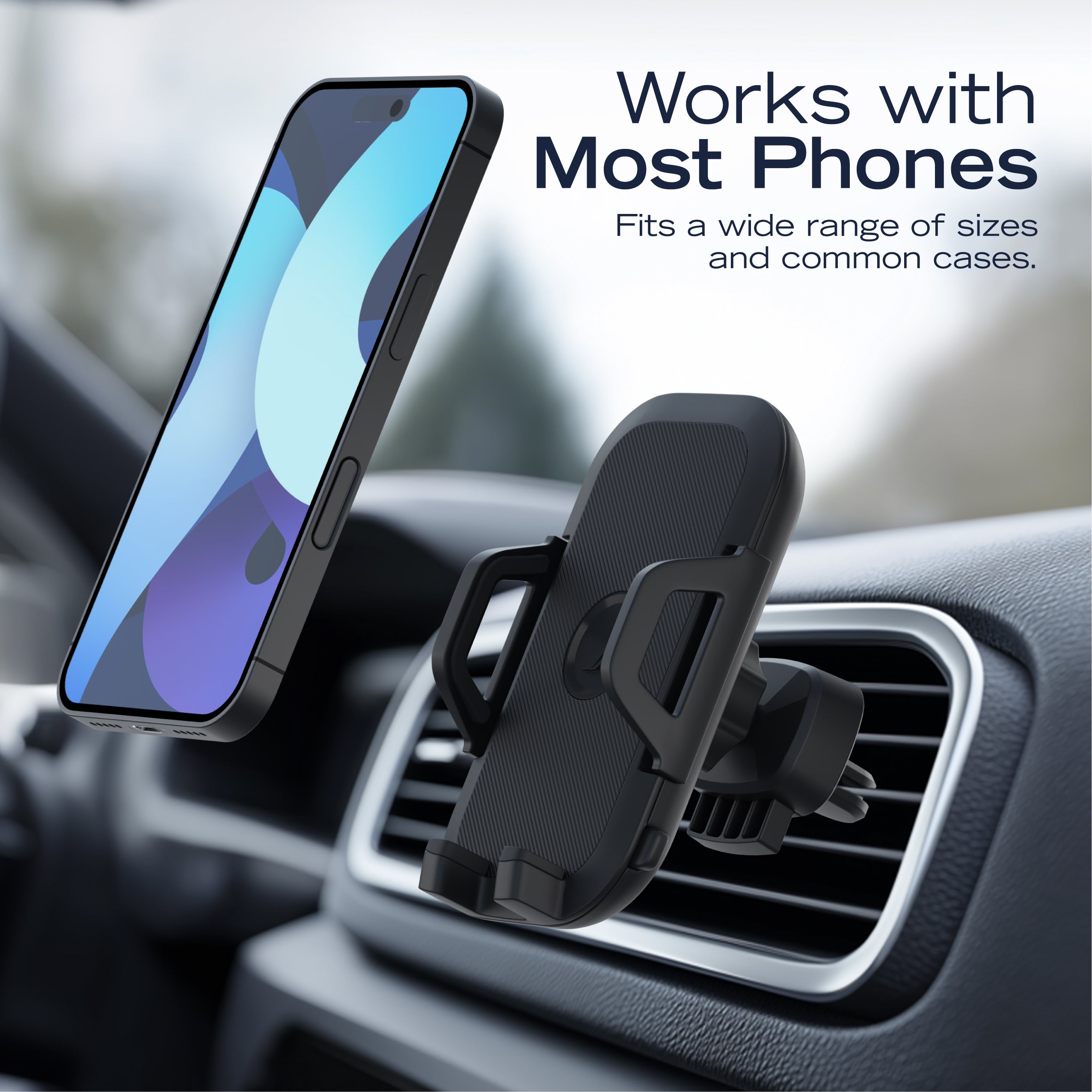 Nautica PH110 Universal Car Vent Phone Holder for iPhone, Android, Samsung, Google & Huawei, Clip-On Car Vent Phone Mount with 360° Rotation