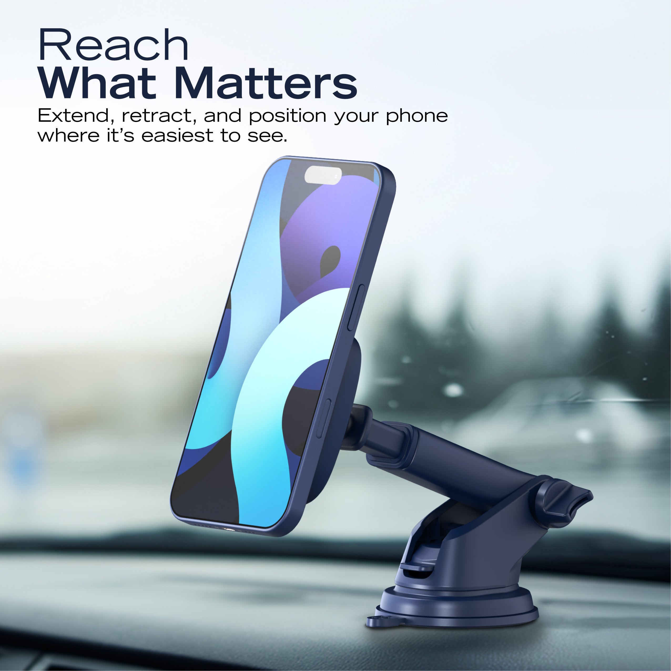 Nautica PH120 Magnetic Phone Holder – 3-in-1 Car Mount for Dashboard, Windshield & Air Vent – Adjustable Distance & Strong Magnetic Grip