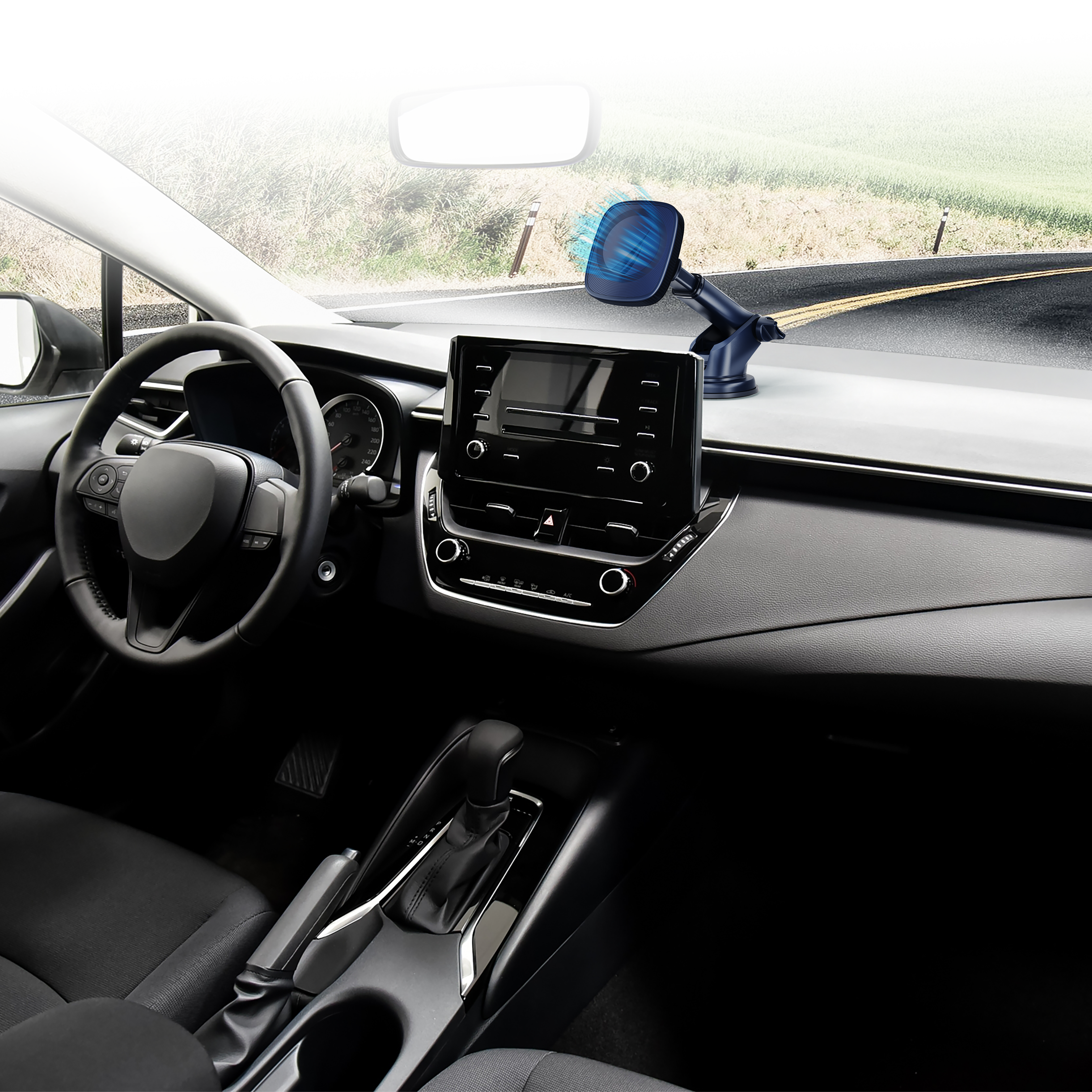 Nautica PH120 Magnetic Phone Holder – 3-in-1 Car Mount for Dashboard, Windshield & Air Vent – Adjustable Distance & Strong Magnetic Grip