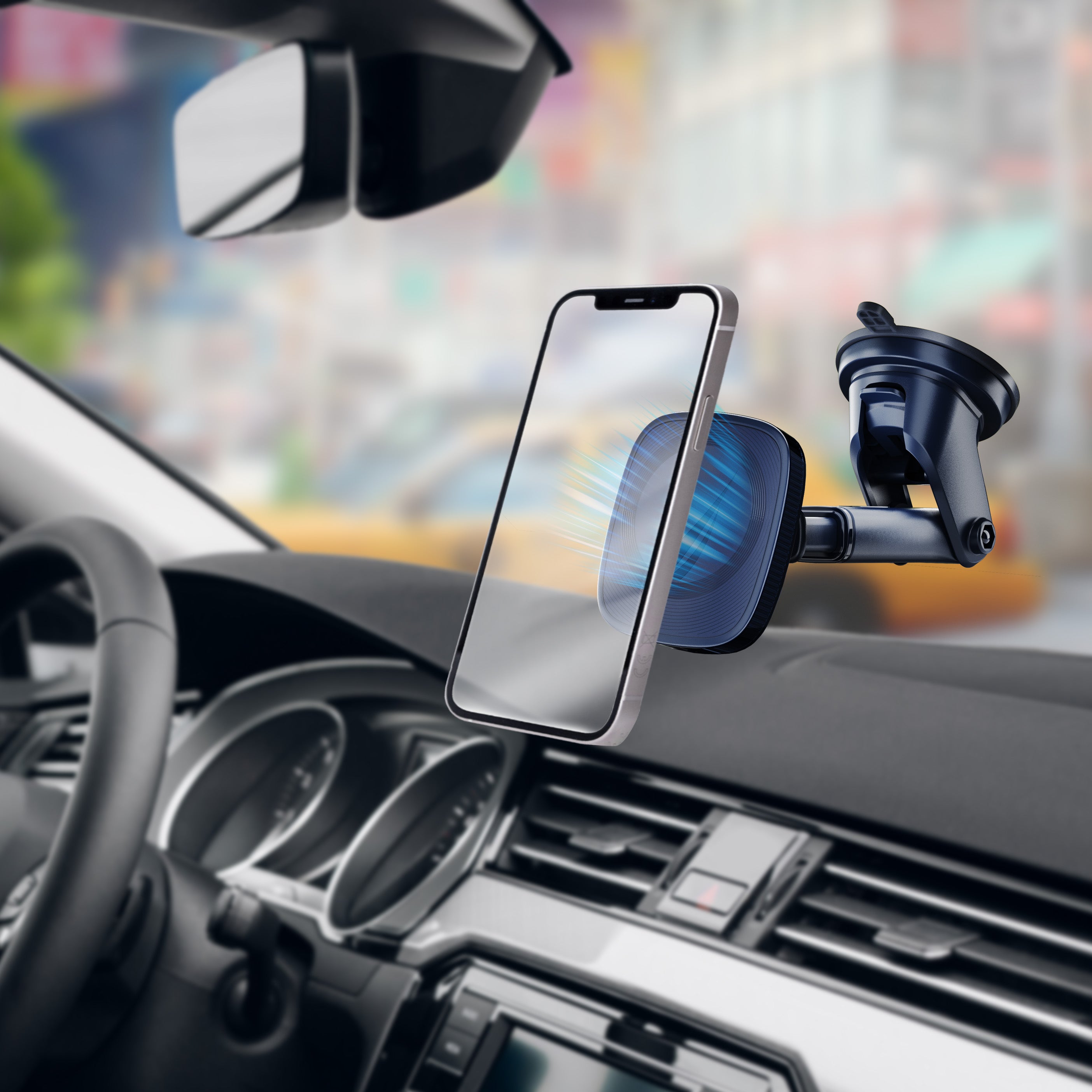 Nautica PH120 Magnetic Phone Holder – 3-in-1 Car Mount for Dashboard, Windshield & Air Vent – Adjustable Distance & Strong Magnetic Grip