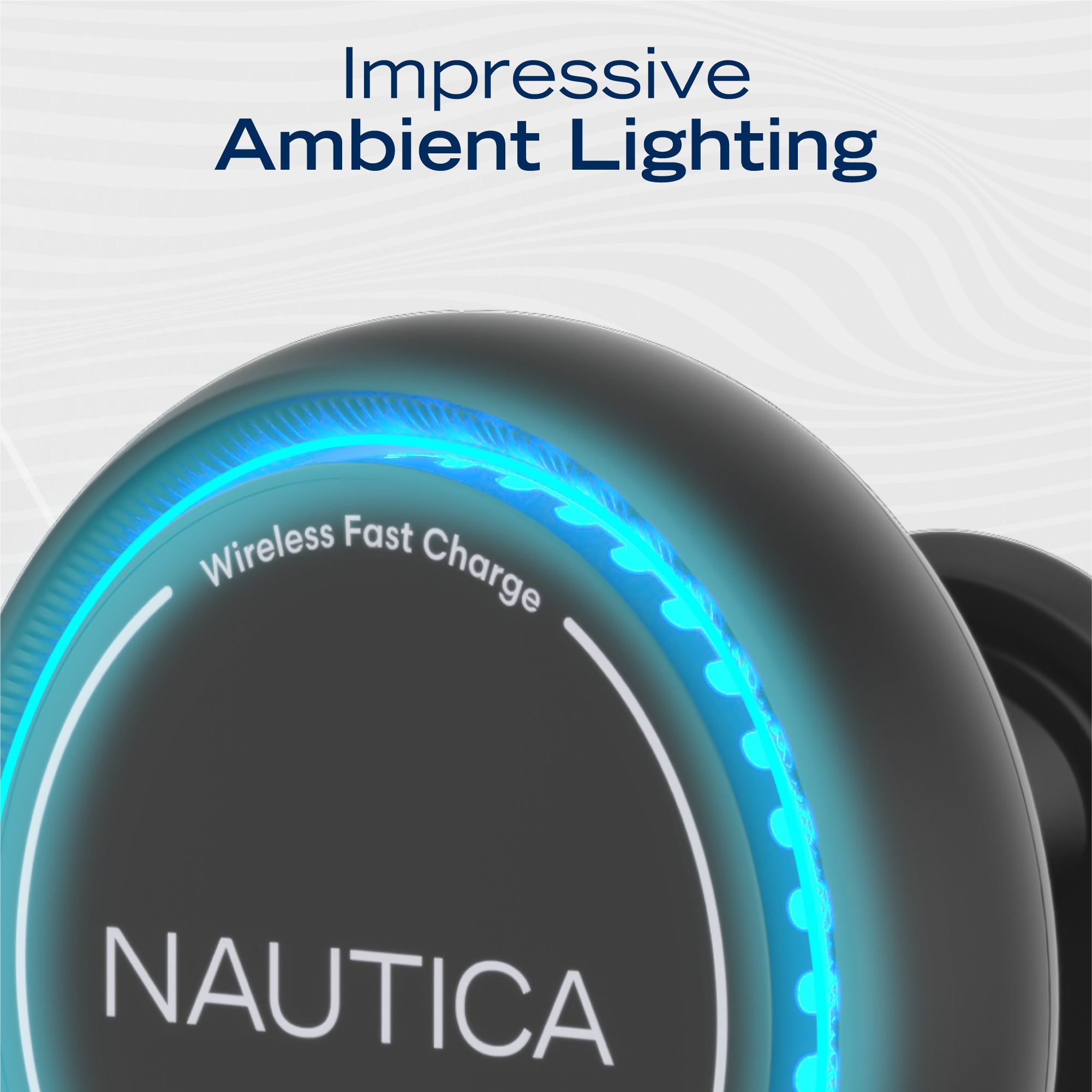 Nautica Turan QMAG Air - Wireless Magnetic Car Charger 15W with Cooling Fan and Ambient Light, Includes 4ft USB C Cable, Universal Phone Mount for iPhone 17, 16, Galaxy S25, S24, Pixel 10 and More