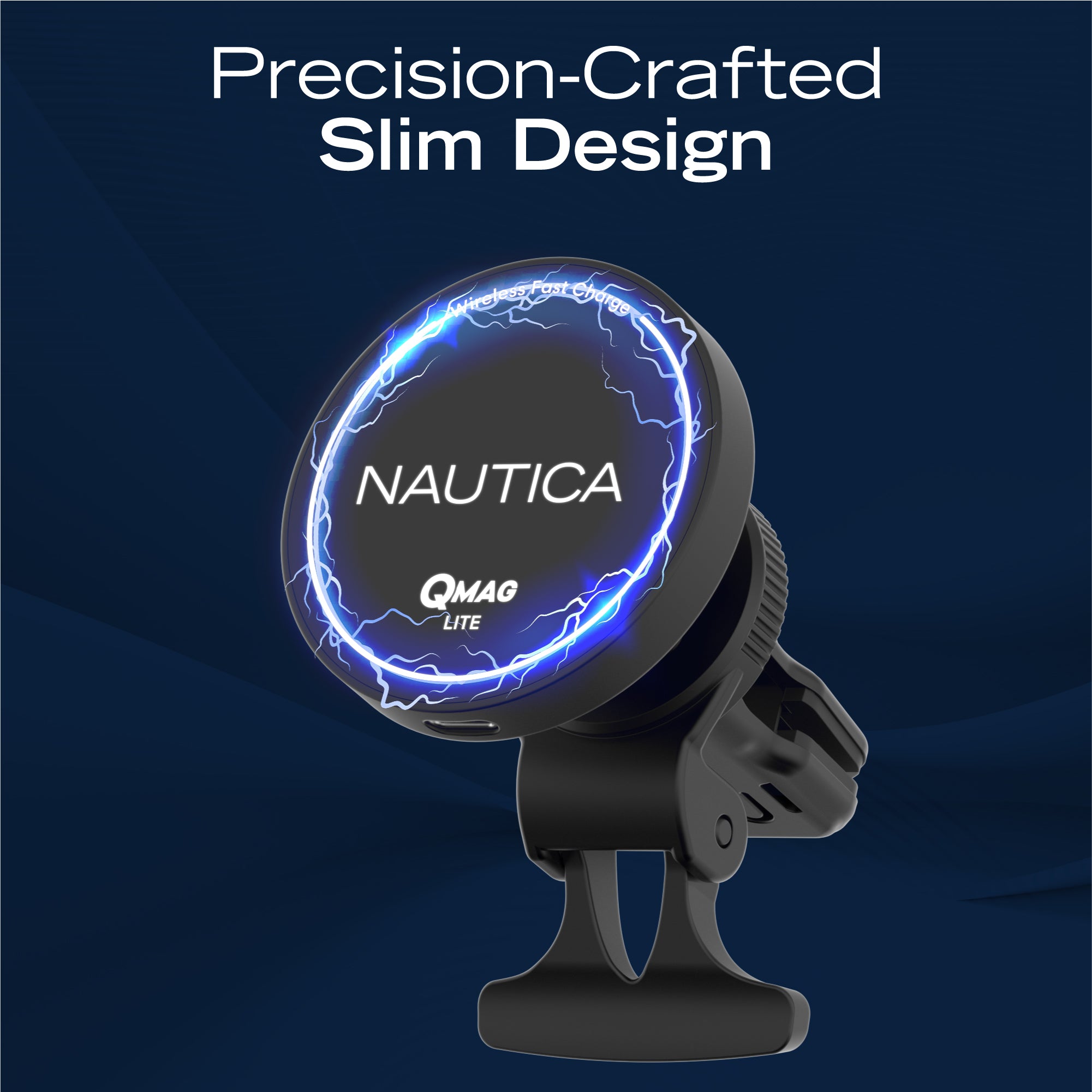 Nautica Turan QMAG Lite Wireless Magnetic Car Charger 15W, Universal Fast Charging Phone Mount, Dashboard & Vent Mount, 360° Rotation for iPhone 17, Galaxy S25, Pixel 10 & More Travel Accessories - Technofashion