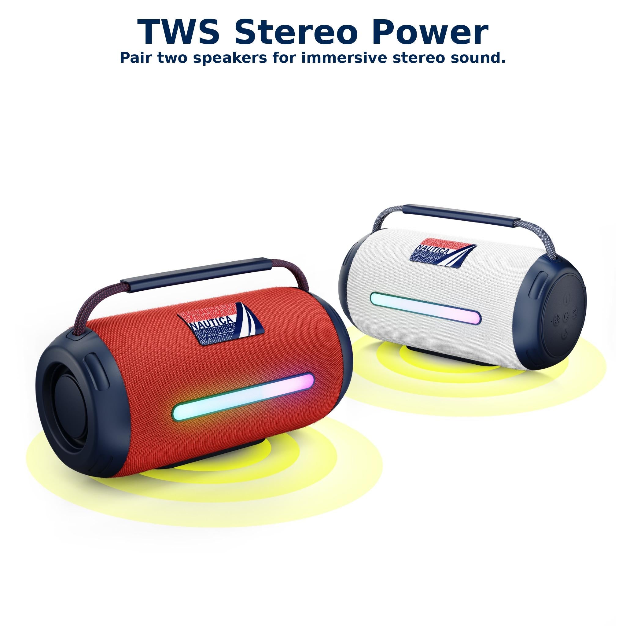 Nautica Urban SP610 True Wireless Outdoor Speaker, Portable IP5 Splash-Proof Bluetooth Speaker, Perfect for Camping, Beach, Backyard & Travel