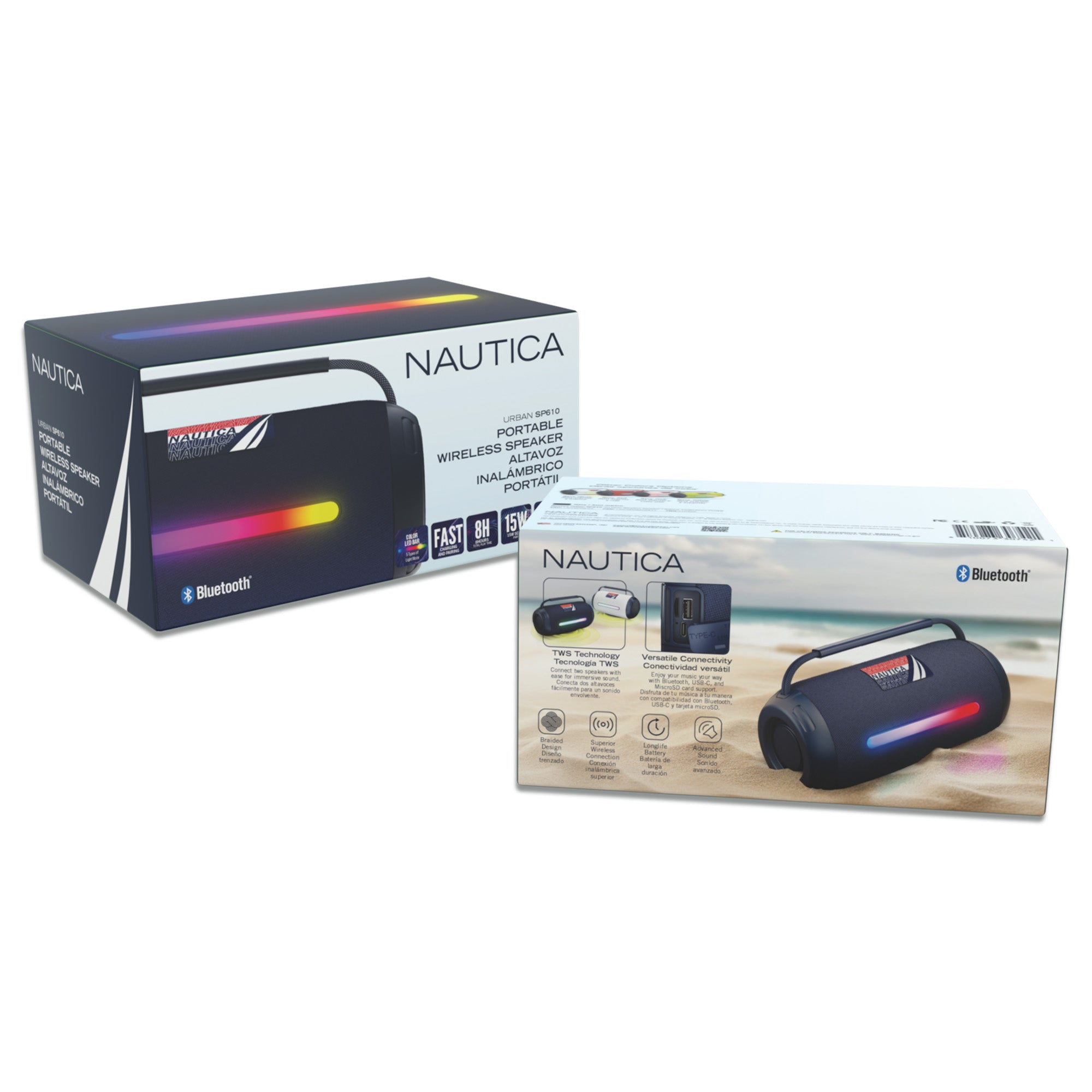 Nautica Urban SP610 True Wireless Outdoor Speaker, Portable IP5 Splash-Proof Bluetooth Speaker, Perfect for Camping, Beach, Backyard & Travel