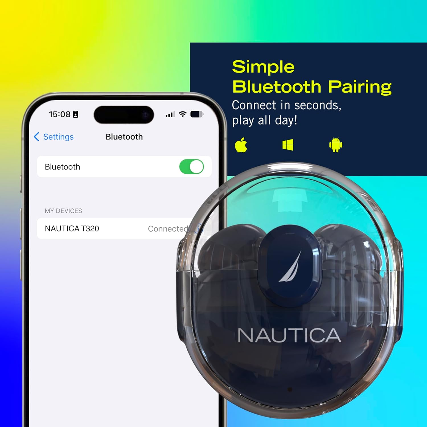 Nautica True Wireless Stereo Earbuds with Charging Case T320