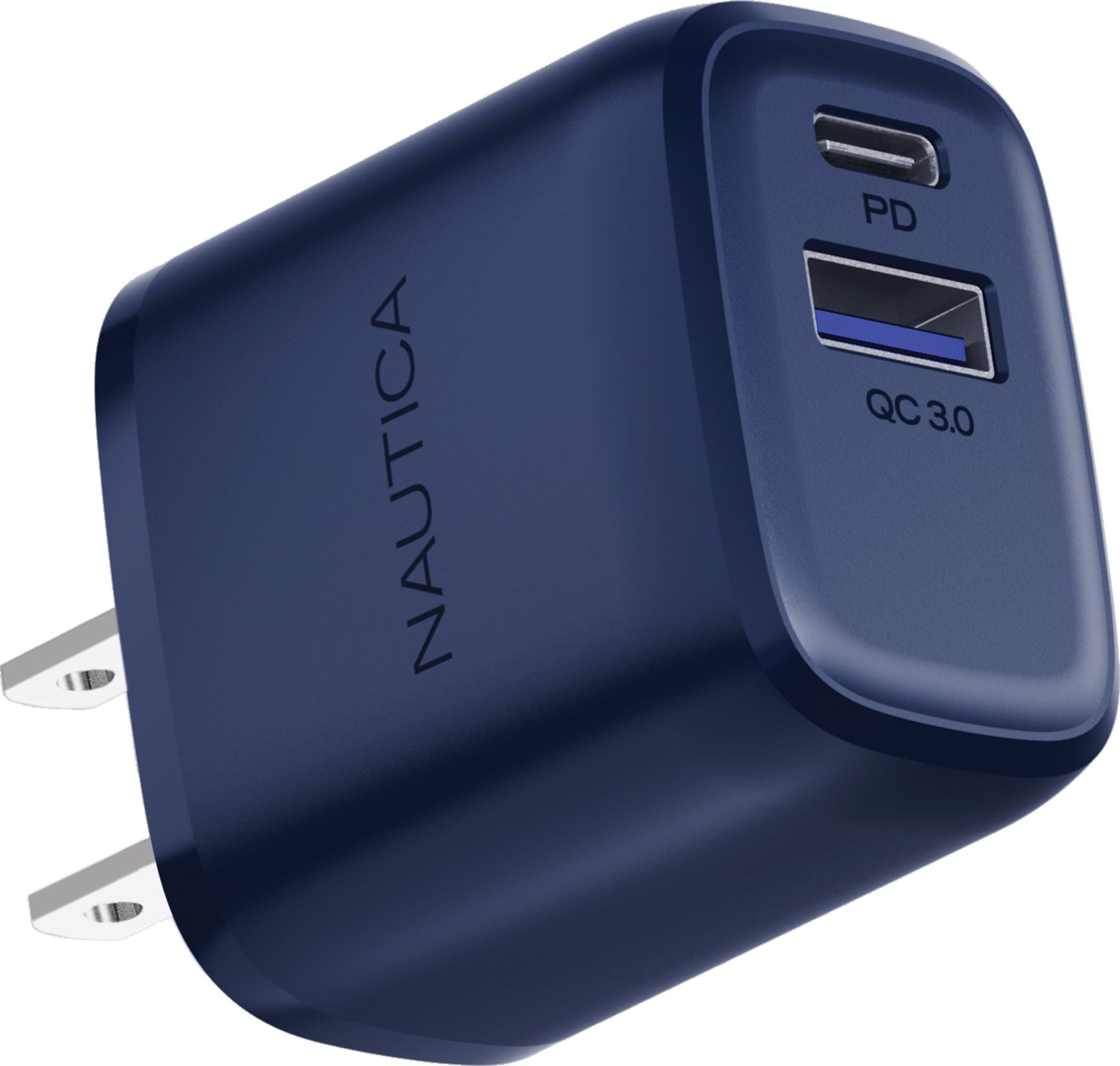 Nautica iPhone Charger - 20W PD USB-C / USB-A QC 3.0 Dual Port Wall Charger for iPhone 14/13/12/12 Pro Max/11/Xs Max/XR/X,AirPods Pro (Navy)