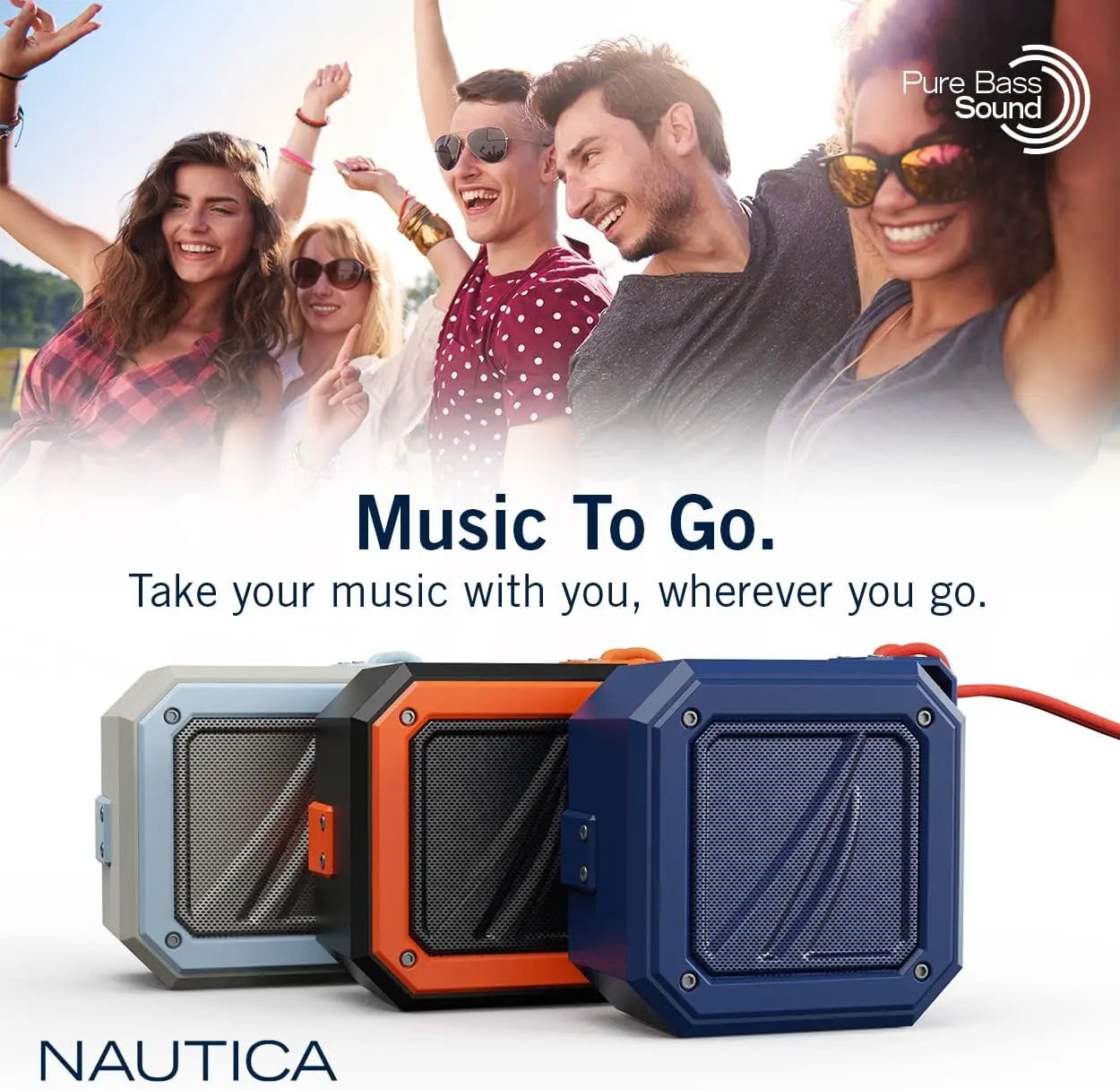 Nautica S100 True Wireless Outdoor Speaker, Portable IPX5 Waterproof Bluetooth Speaker
