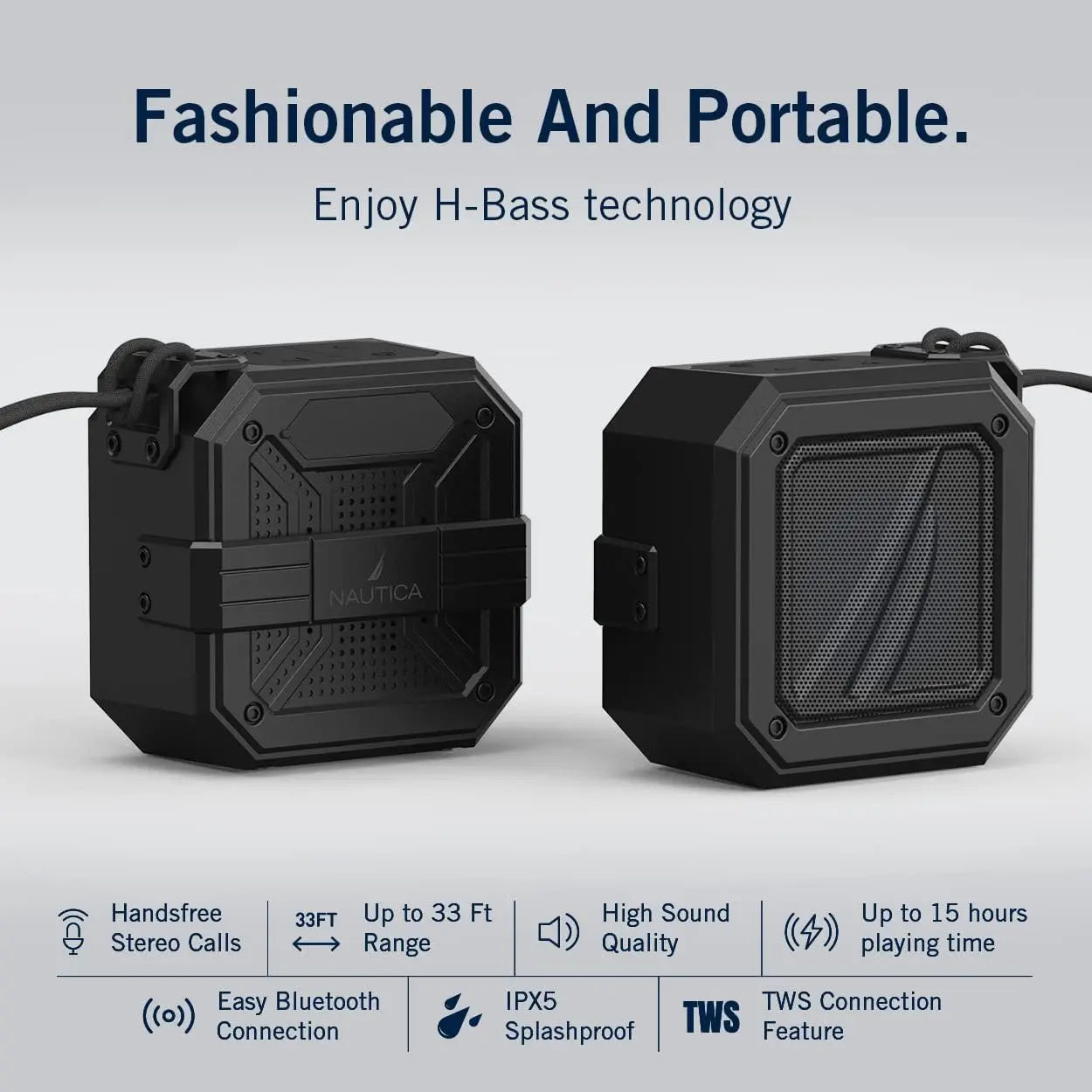 Nautica S100 True Wireless Outdoor Speaker, Portable IPX5 Waterproof Bluetooth Speaker