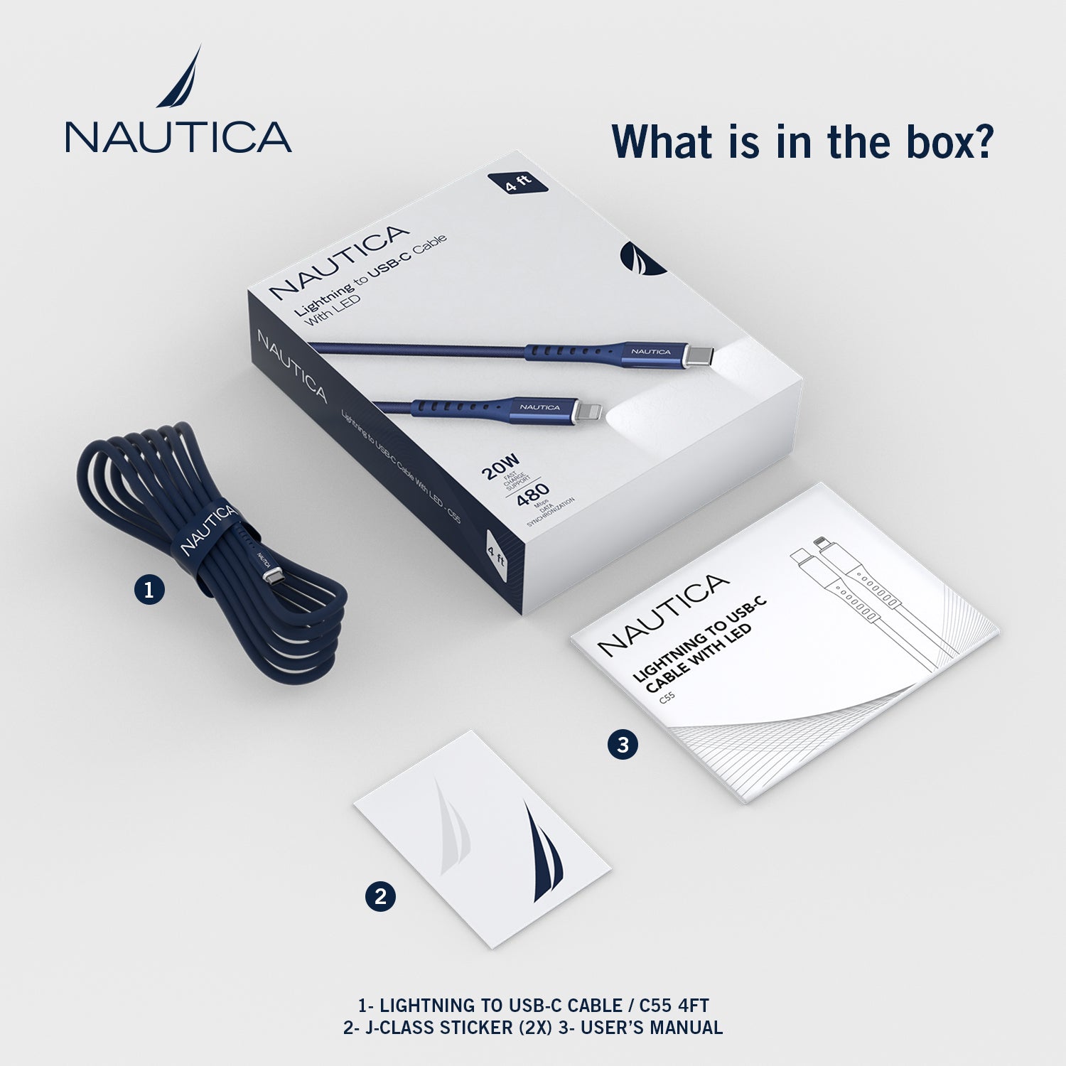 Nautica Lightning To Usb-C Cable with Led C55