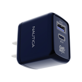 Nautica CH130 Dual Port 30W Wall Charger – USB-C & USB-A Fast Charging Adapter for iPhone, Samsung, Android Devices
