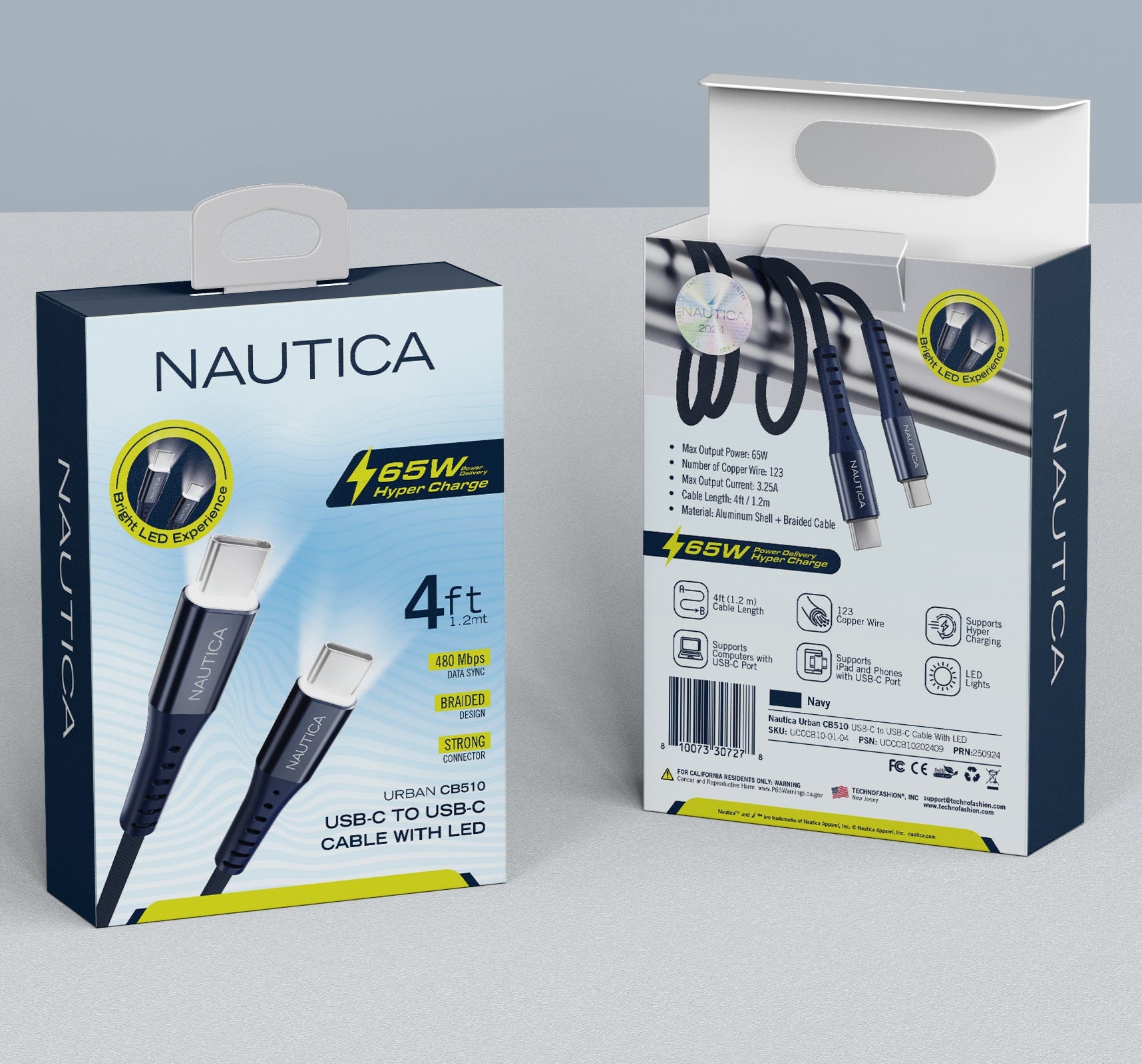 Nautica Usb-C To Usb-C Cable With Led Urban CB510