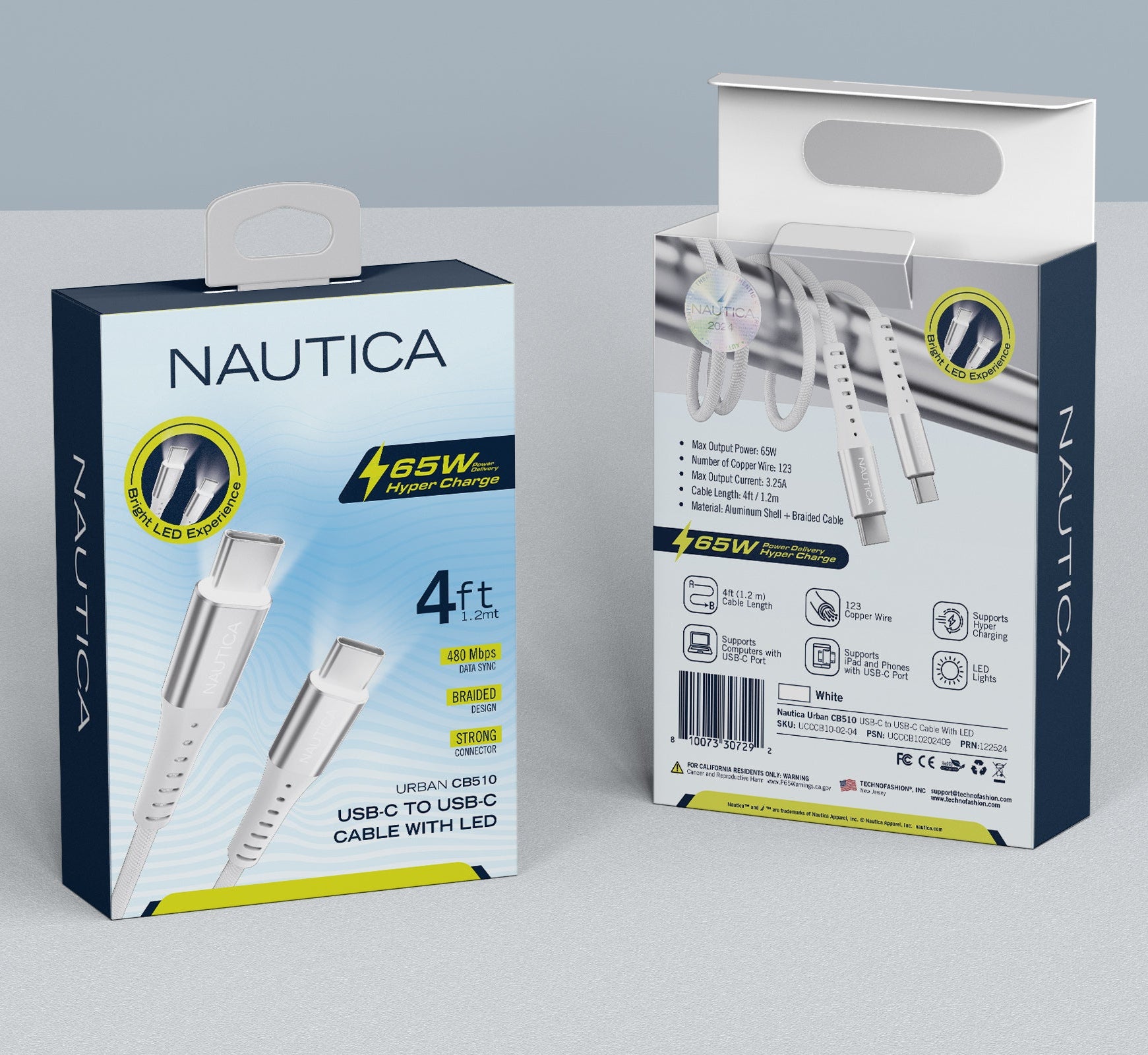 Nautica Usb-C To Usb-C Cable With Led Urban CB510