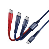 Nautica CB600 3 In 1 Braided Charging Cable with 3 USB-C outputs (60W)