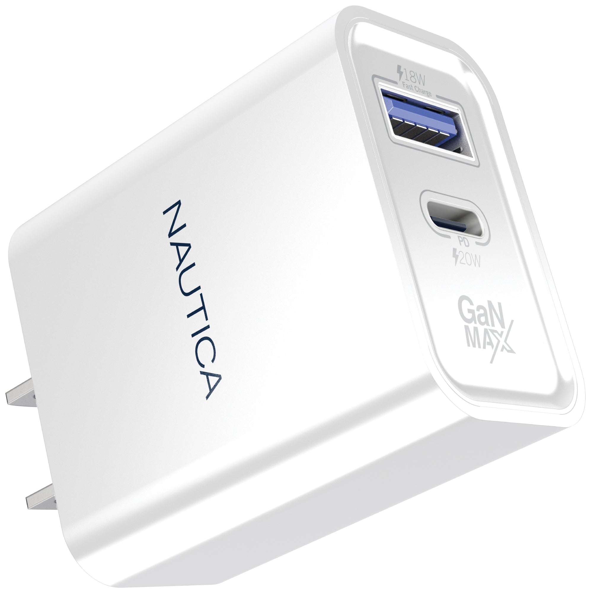 Nautica Wall Charger – 20W USB-C/USB-A Fast Charging Adapter for Samsung Galaxy S25/S24/S23/Z Fold 5, iPhone 16/15/14/13/12