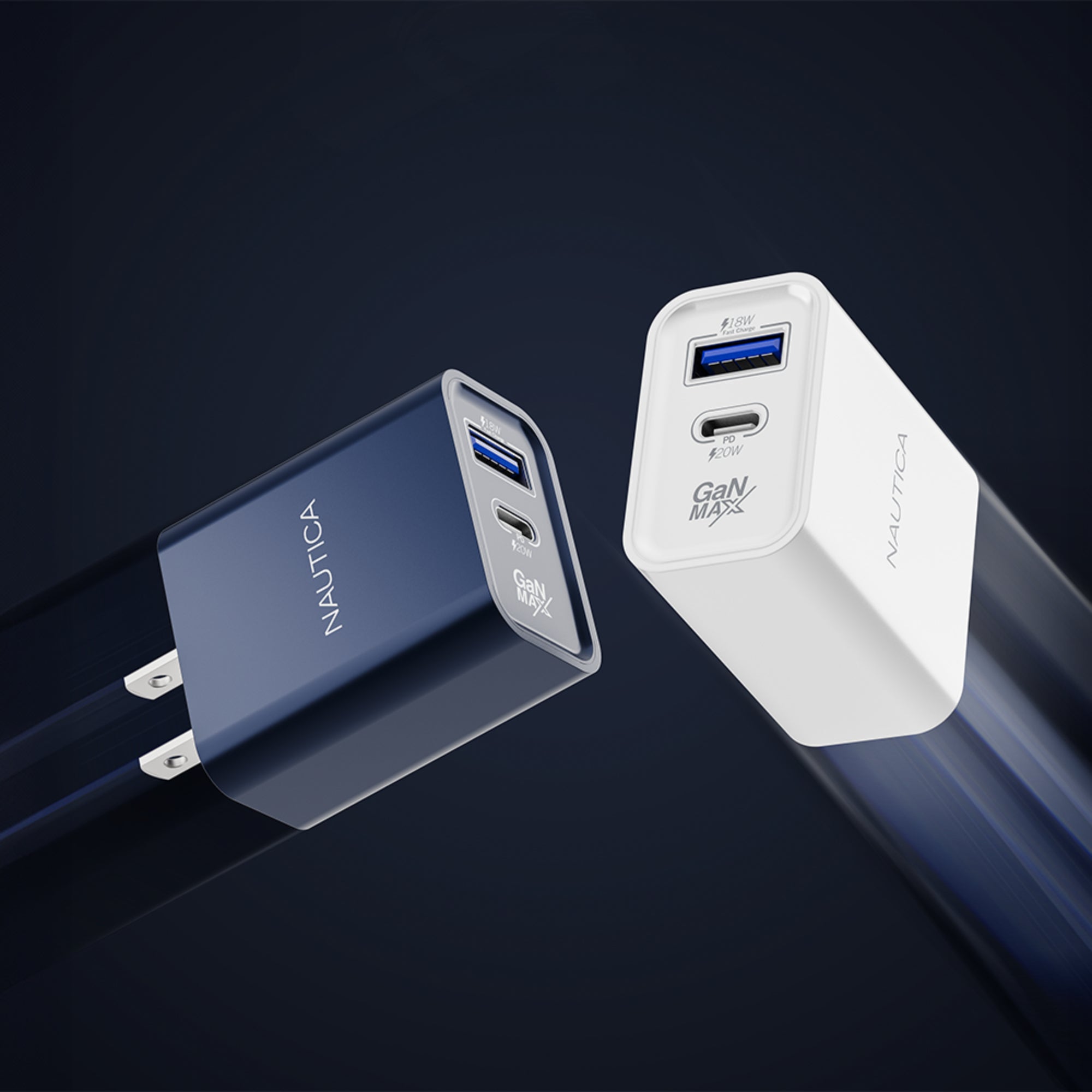 Nautica Wall Charger – 20W USB-C/USB-A Fast Charging Adapter for Samsung Galaxy S25/S24/S23/Z Fold 5, iPhone 16/15/14/13/12