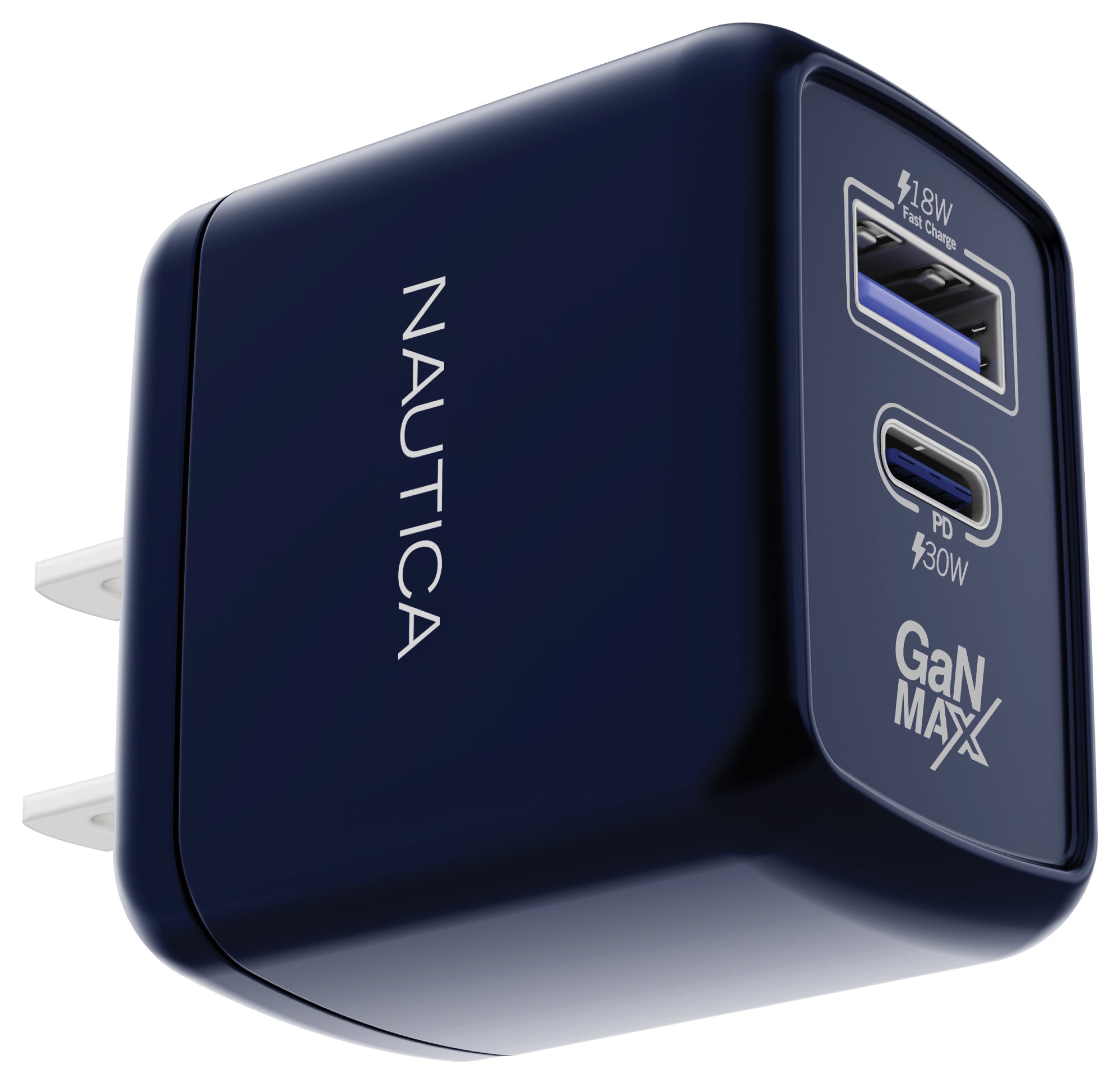 Nautica 30W Dual Port Wall Charger – USB-C & USB-A Fast Charging Adapter for iPhone, Samsung, Android Devices