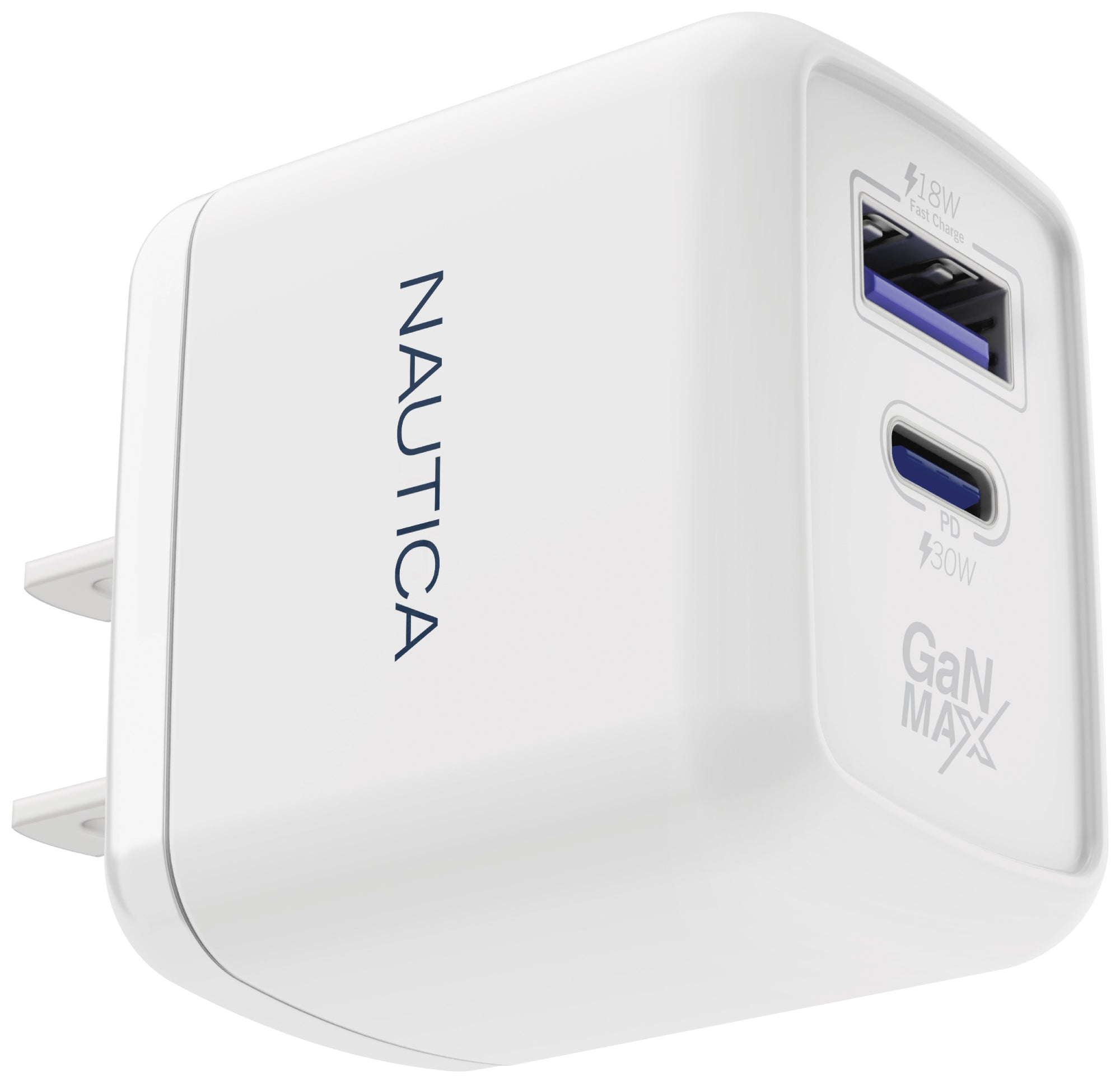 Nautica 30W Dual Port Wall Charger – USB-C & USB-A Fast Charging Adapter for iPhone, Samsung, Android Devices