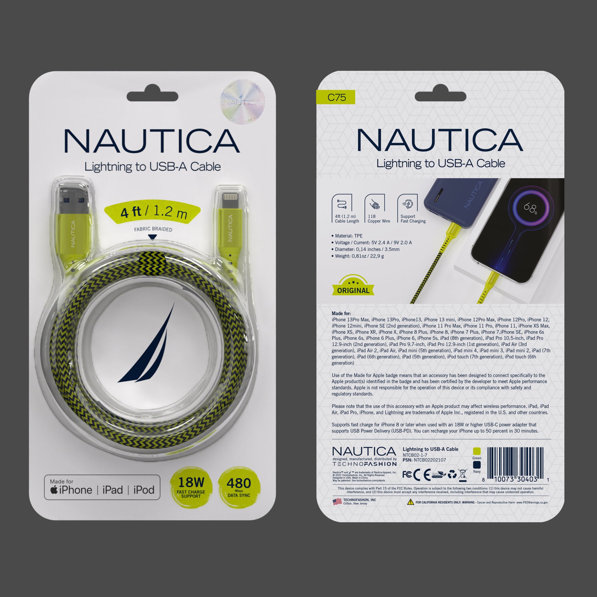 Câble Nautica Lightning vers USB-A C75