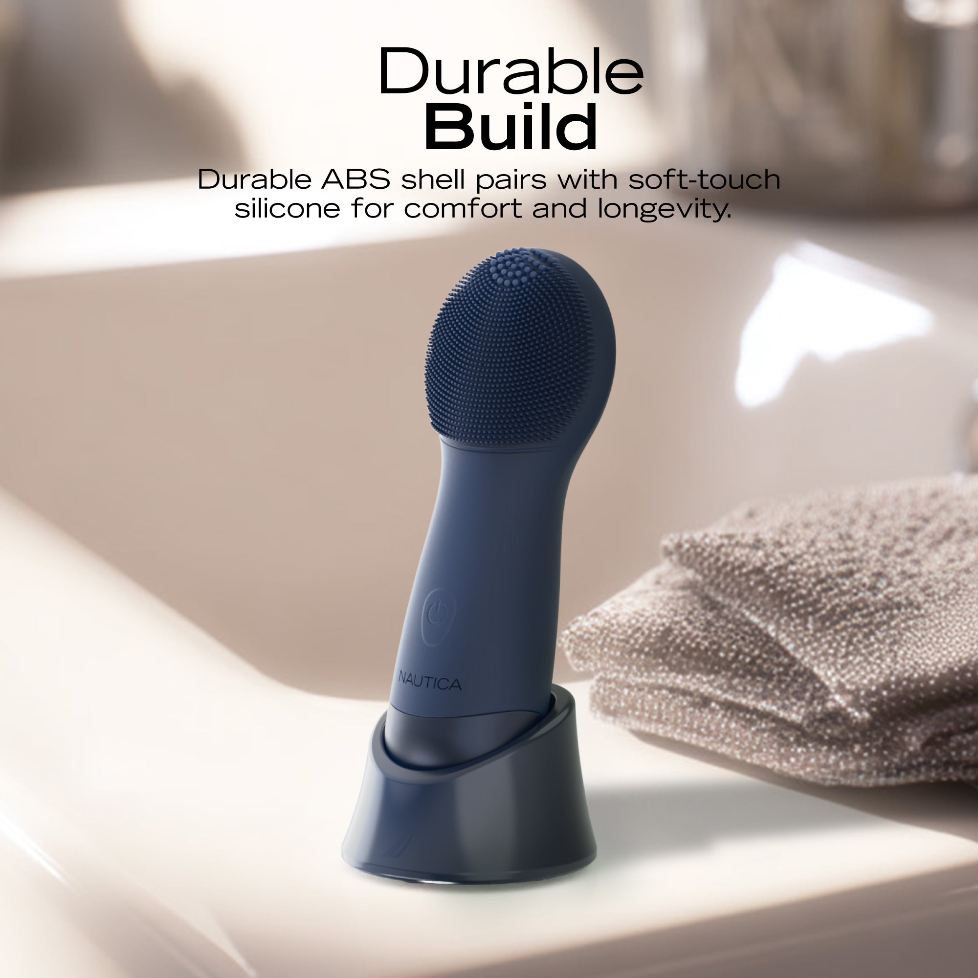 Nautica PC130 Sonic Facial Cleansing Brush Made with Ultra Hygienic Soft Silicone, Waterproof and Rechargeable Face Scrub Brush for Men & Women