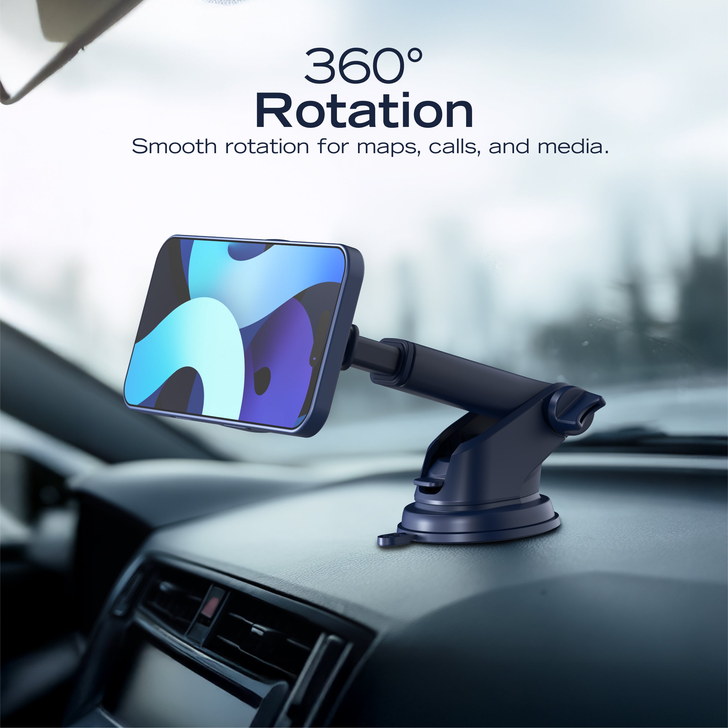 Nautica PH120 Magnetic Phone Holder – 3-in-1 Car Mount for Dashboard, Windshield & Air Vent – Adjustable Distance & Strong Magnetic Grip