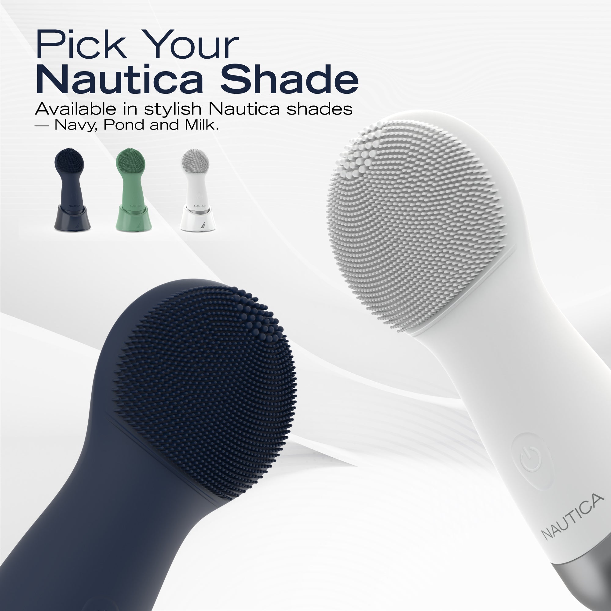 Nautica PC130 Sonic Facial Cleansing Brush Made with Ultra Hygienic Soft Silicone, Waterproof and Rechargeable Face Scrub Brush for Men & Women