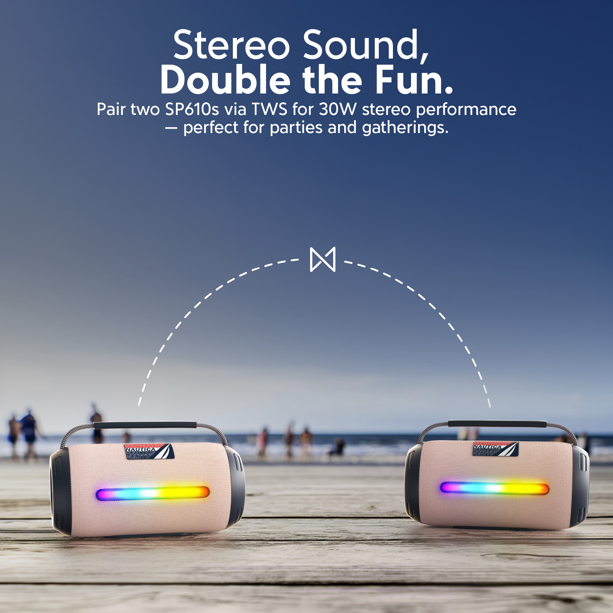 Nautica Urban SP610 True Wireless Outdoor Speaker, Portable IP5 Splash-Proof Bluetooth Speaker, Perfect for Camping, Beach, Backyard & Travel
