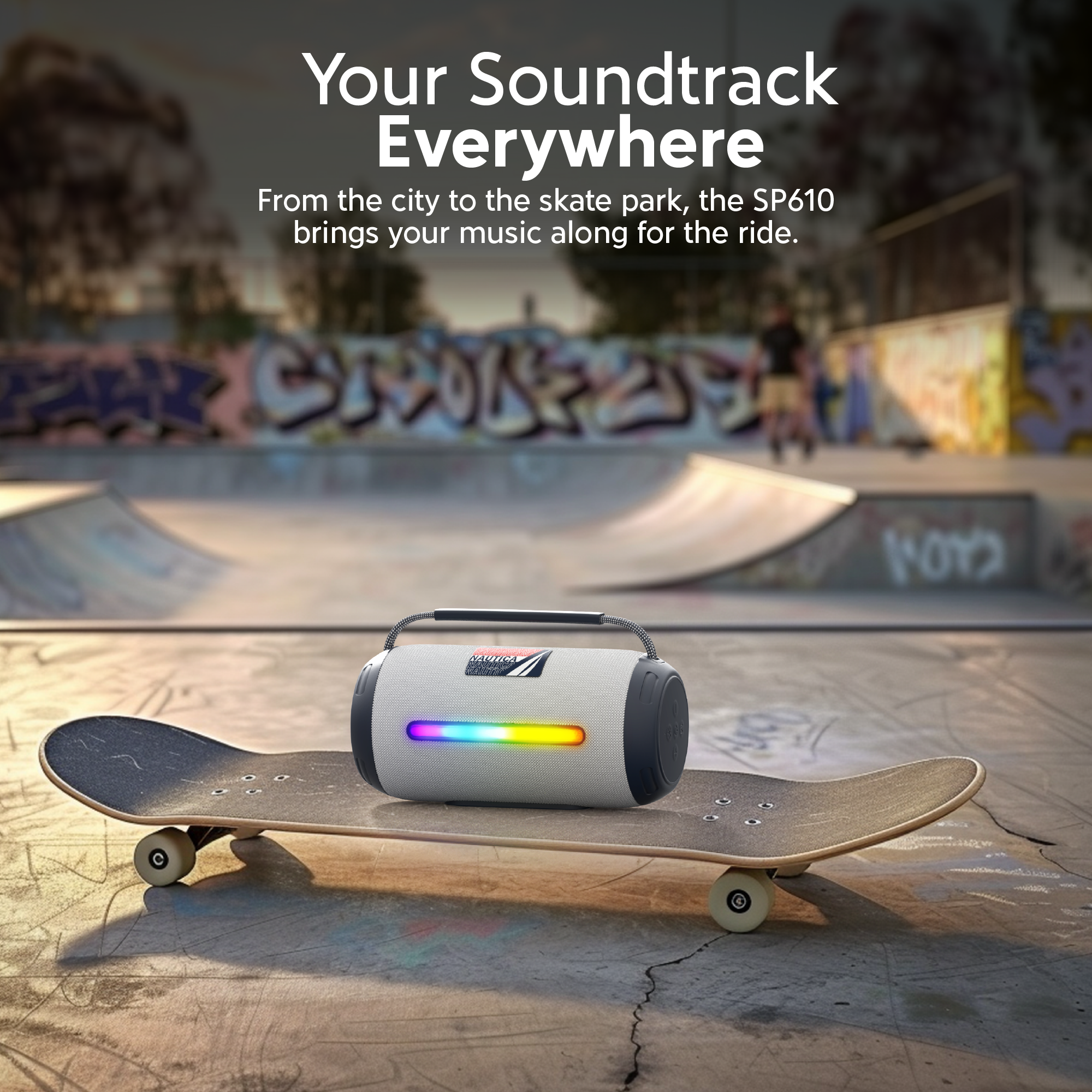 Nautica Urban SP610 True Wireless Outdoor Speaker, Portable IP5 Splash-Proof Bluetooth Speaker, Perfect for Camping, Beach, Backyard & Travel