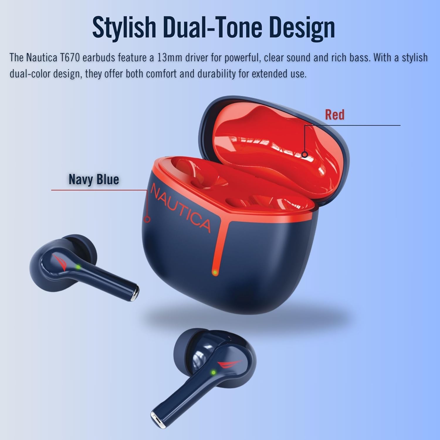 Nautica Wireless Stereo Earbuds with Charging Case T670