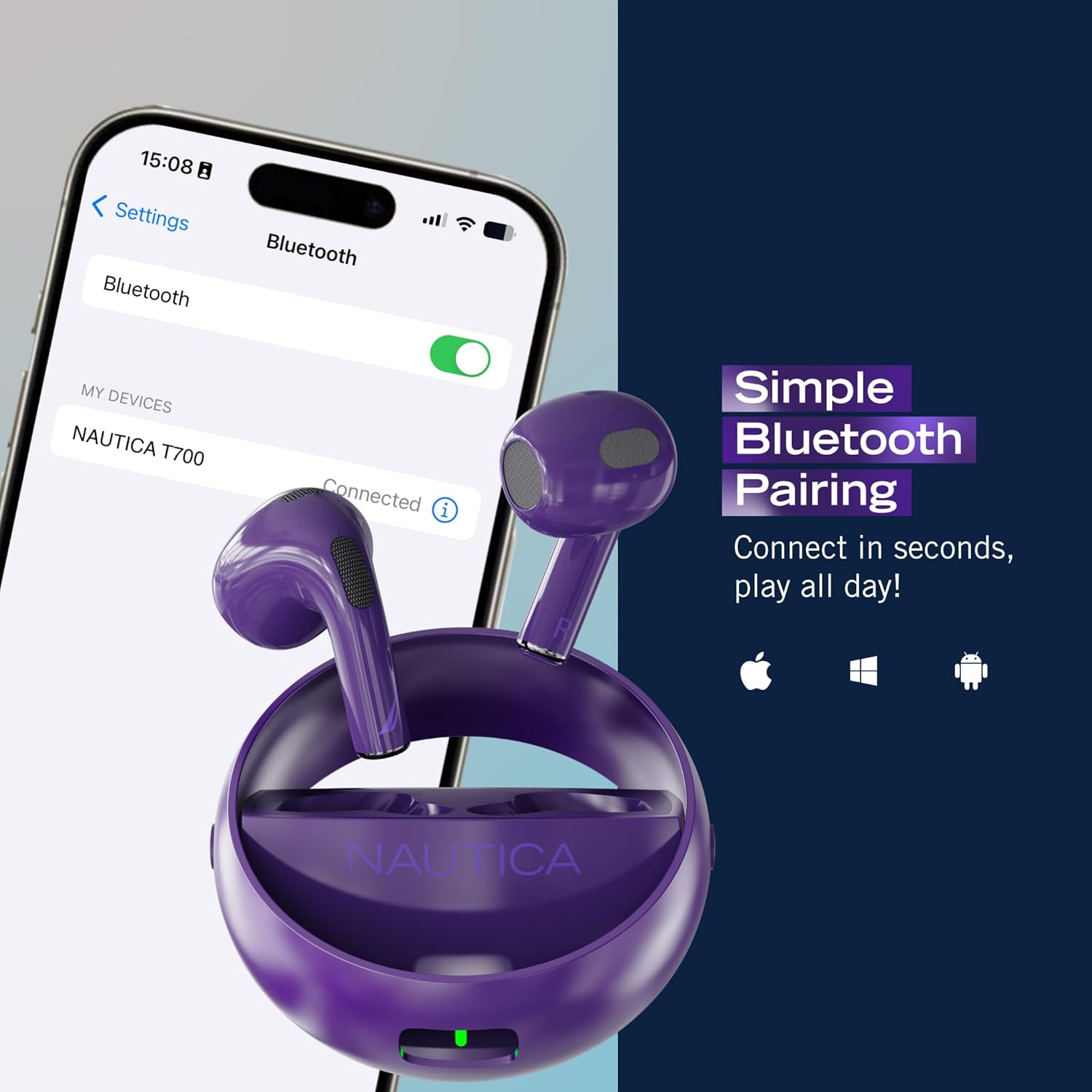 Nautica True Wireless Stereo Earbuds with Charging Case T700