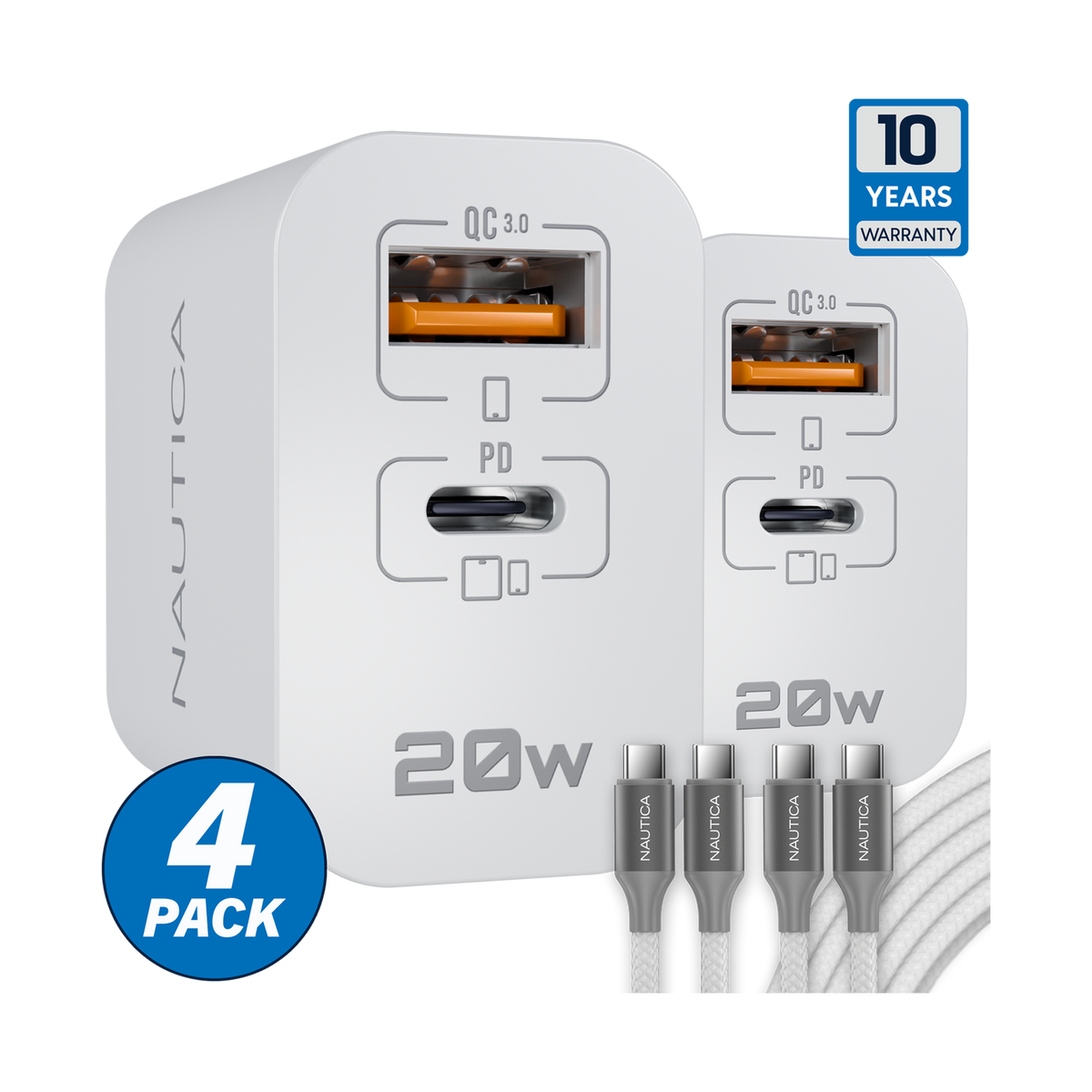 Nautica Turan Core 20 Charging Bundle – 2× 20W Wall Chargers + 2