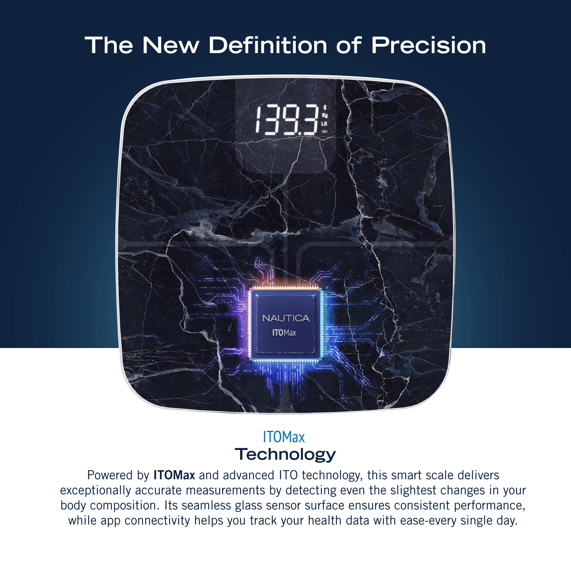 Nautica Body Tracker Plus Digital Scale for Body Weight, Bluetooth-Enabled Smart Scale with BMI, Body Fat, Muscle Mass Tracking & More