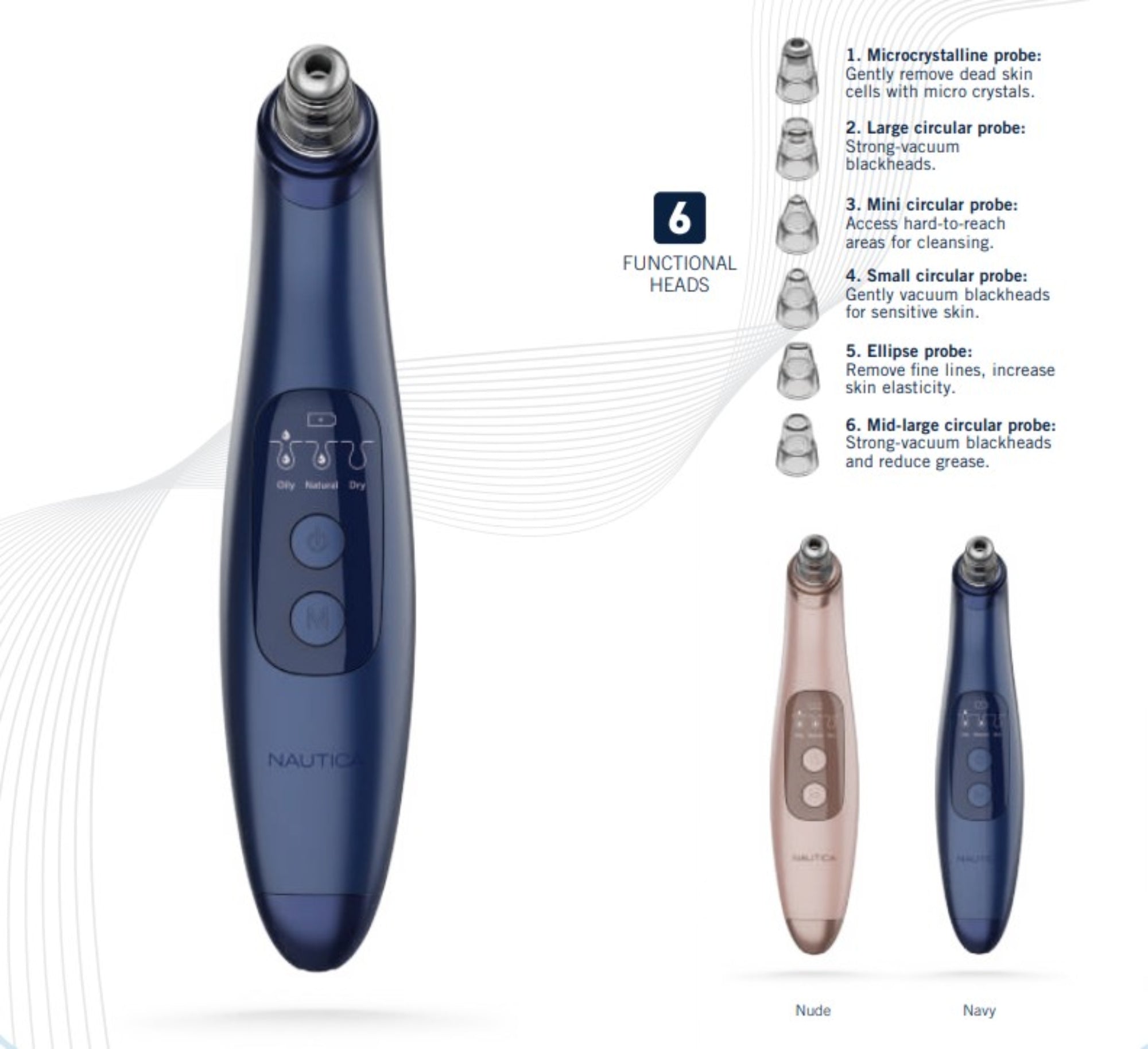 Nautica PC250 Blackhead Remover Vacuum Pore Extractor Black Head Remover for Face&Nose with 3 Adjustable Suction Levels