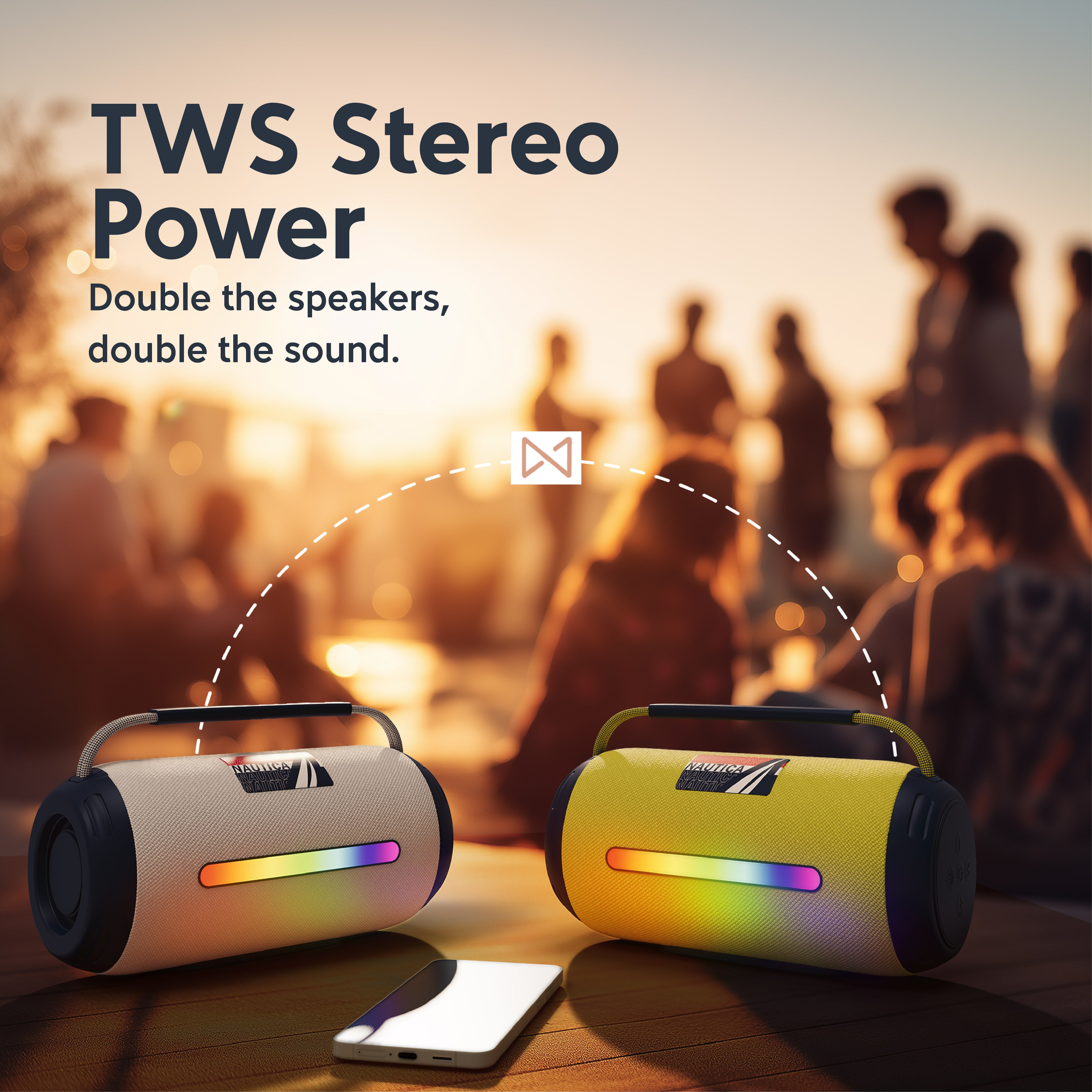 Nautica Urban SP610 True Wireless Outdoor Speaker, Portable IP5 Splash-Proof Bluetooth Speaker, Perfect for Camping, Beach, Backyard & Travel